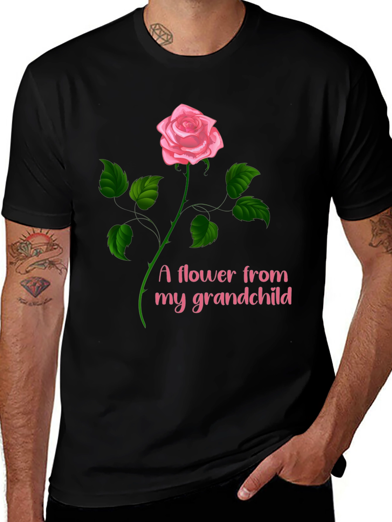 A Flower from My Grandchild Black T-Shirt
