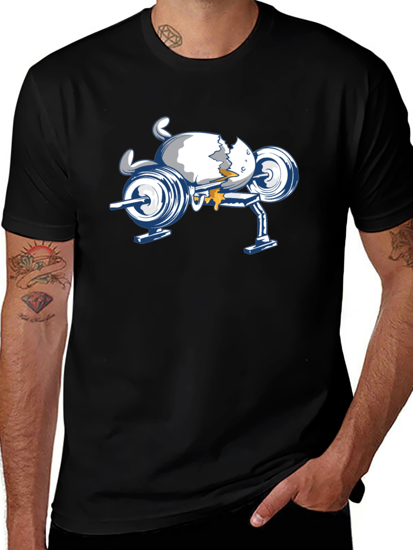 Variant 26 of Egg Lifting Weights T-Shirt - Funny Gym Workout Tee