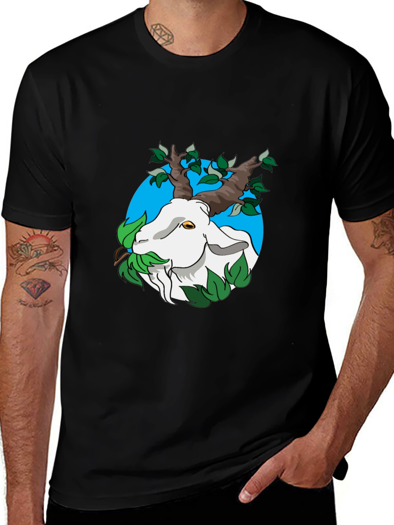 Variant 13 of Nature Goat Tee - Black Graphic T-Shirt