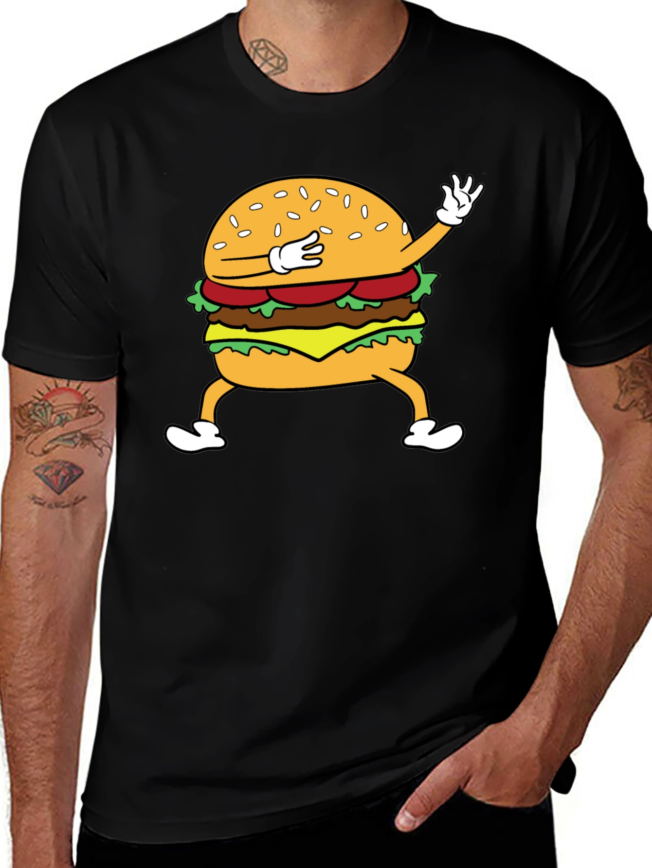 Variant 21 of Dabbing Burger Graphic T-Shirt - Fun Casual Tee