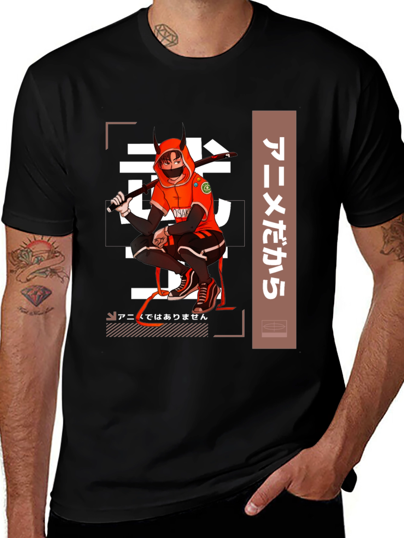 Variant 15 of Anime-Inspired Black Graphic T-Shirt