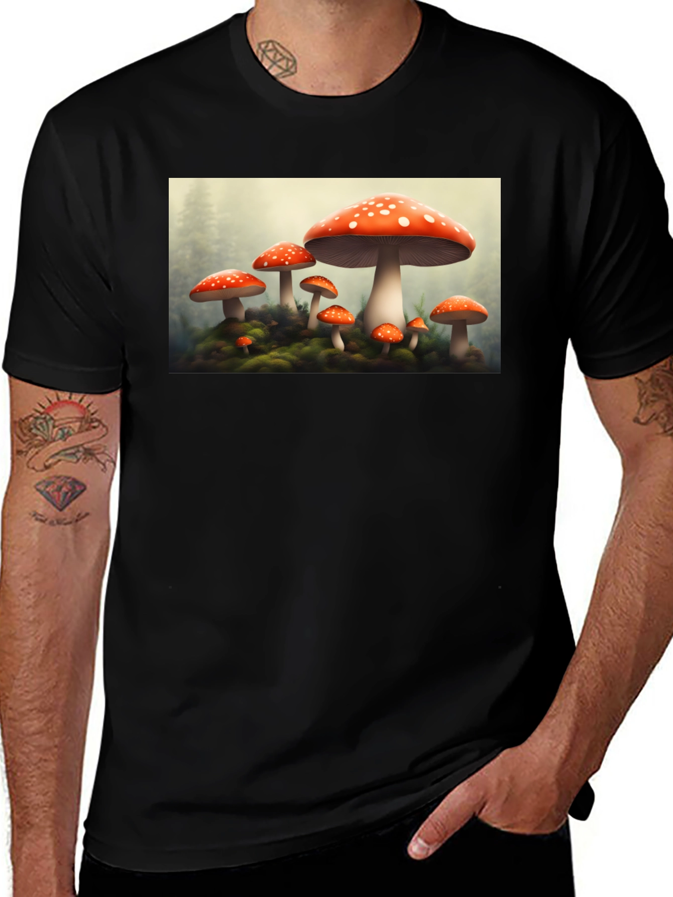 Variant 17 of Mushroom Print T-Shirt -  Unique Graphic Tee