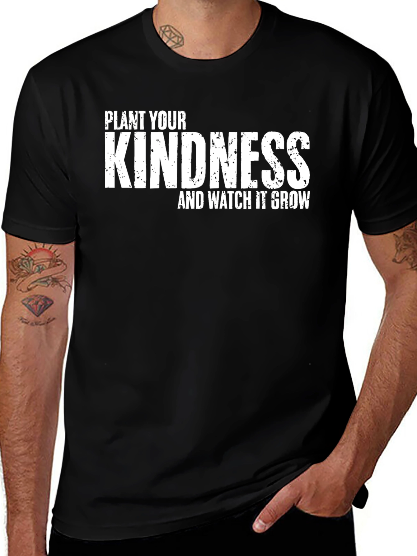 Variant 18 of Kindness Grow T-Shirt - Black Cotton Blend