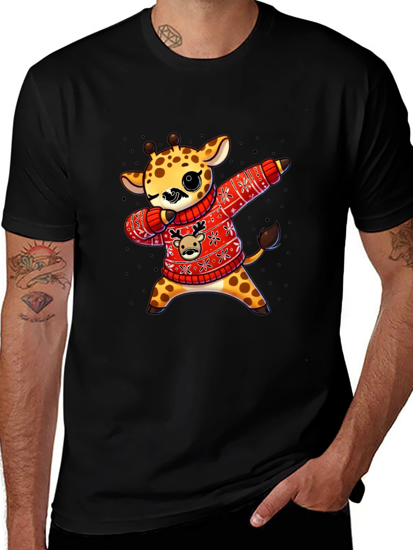 Variant 10 of Dabbing Giraffe Christmas Sweater T-Shirt