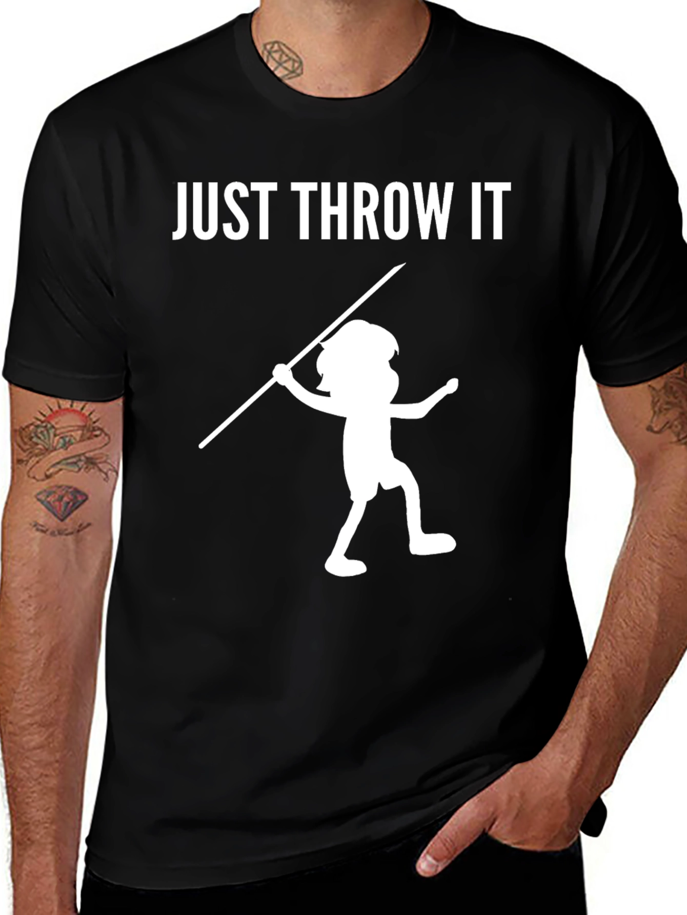 Variant 30 of Just Throw It! Novelty Black T-Shirt