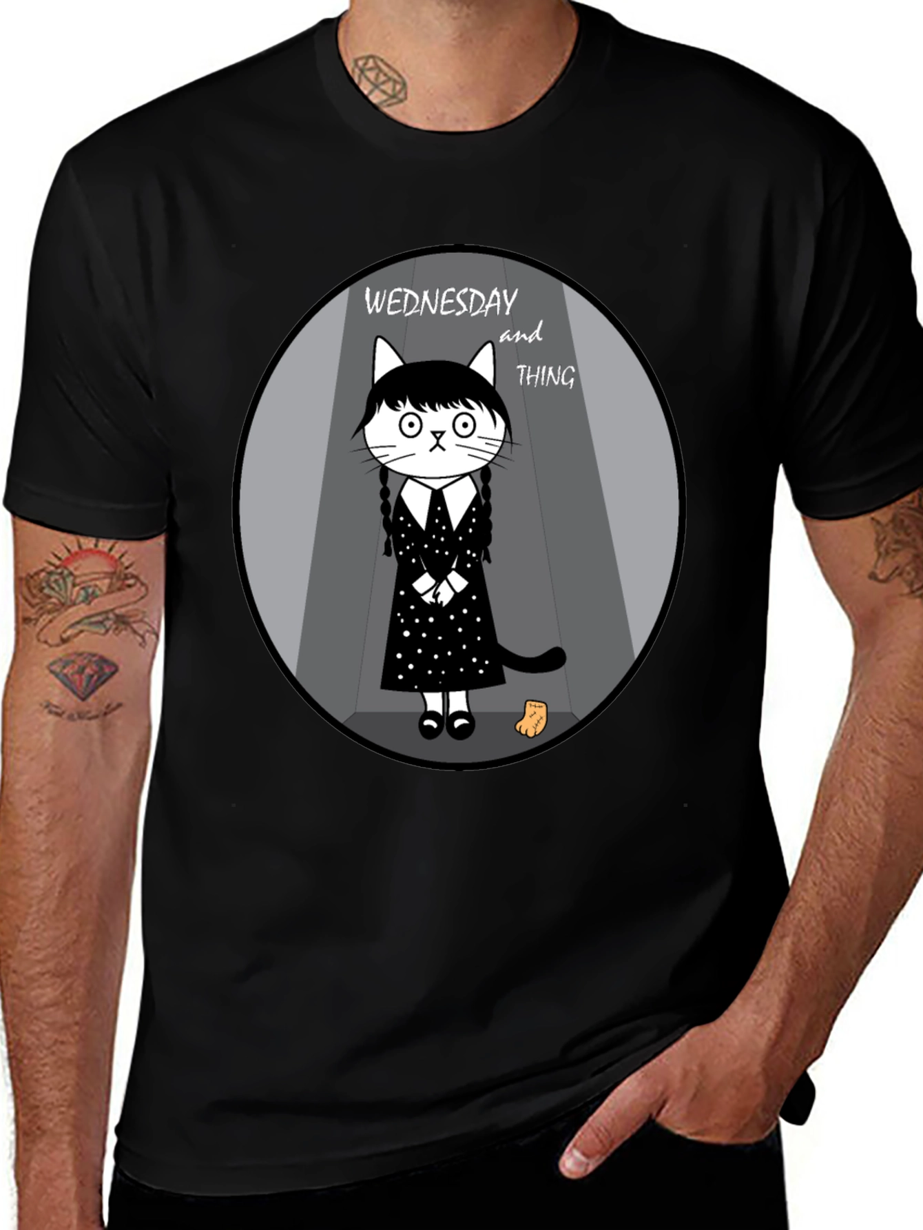 Wednesday and Thing Cat T-Shirt