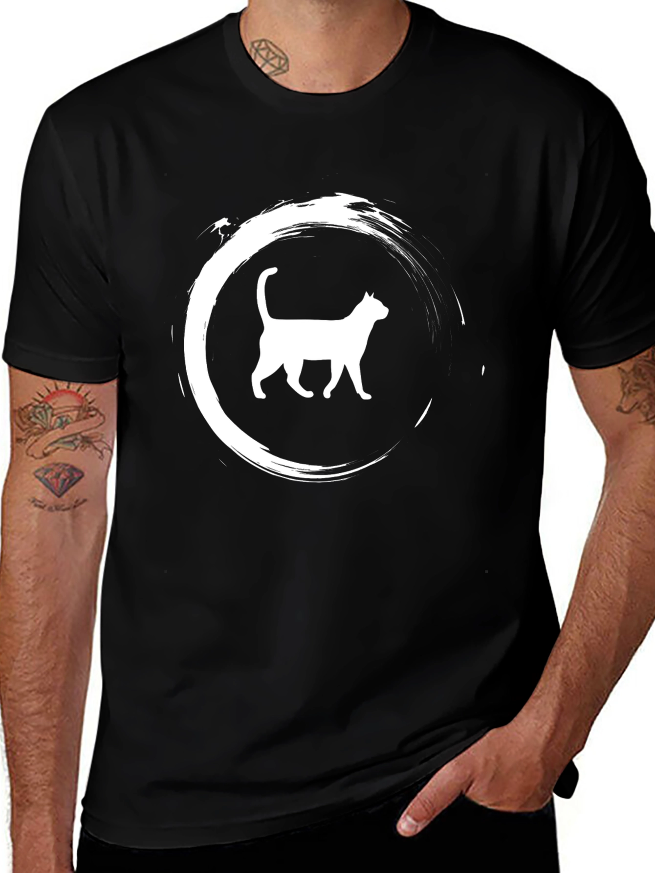 Zen Cat T-Shirt - Stylish Black Tee for Cat Lovers