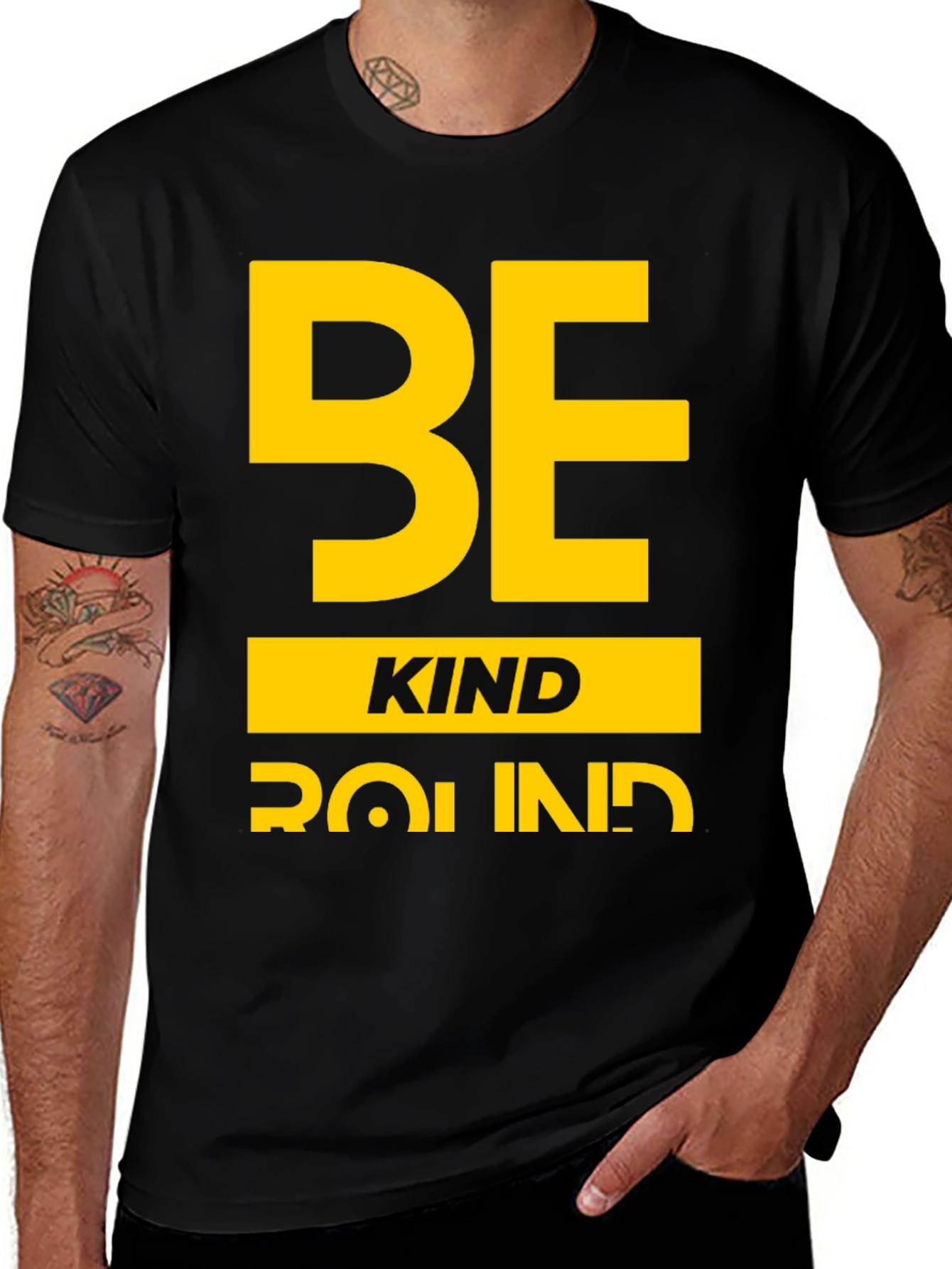 Be Kind Round T-Shirt - Black Graphic Tee