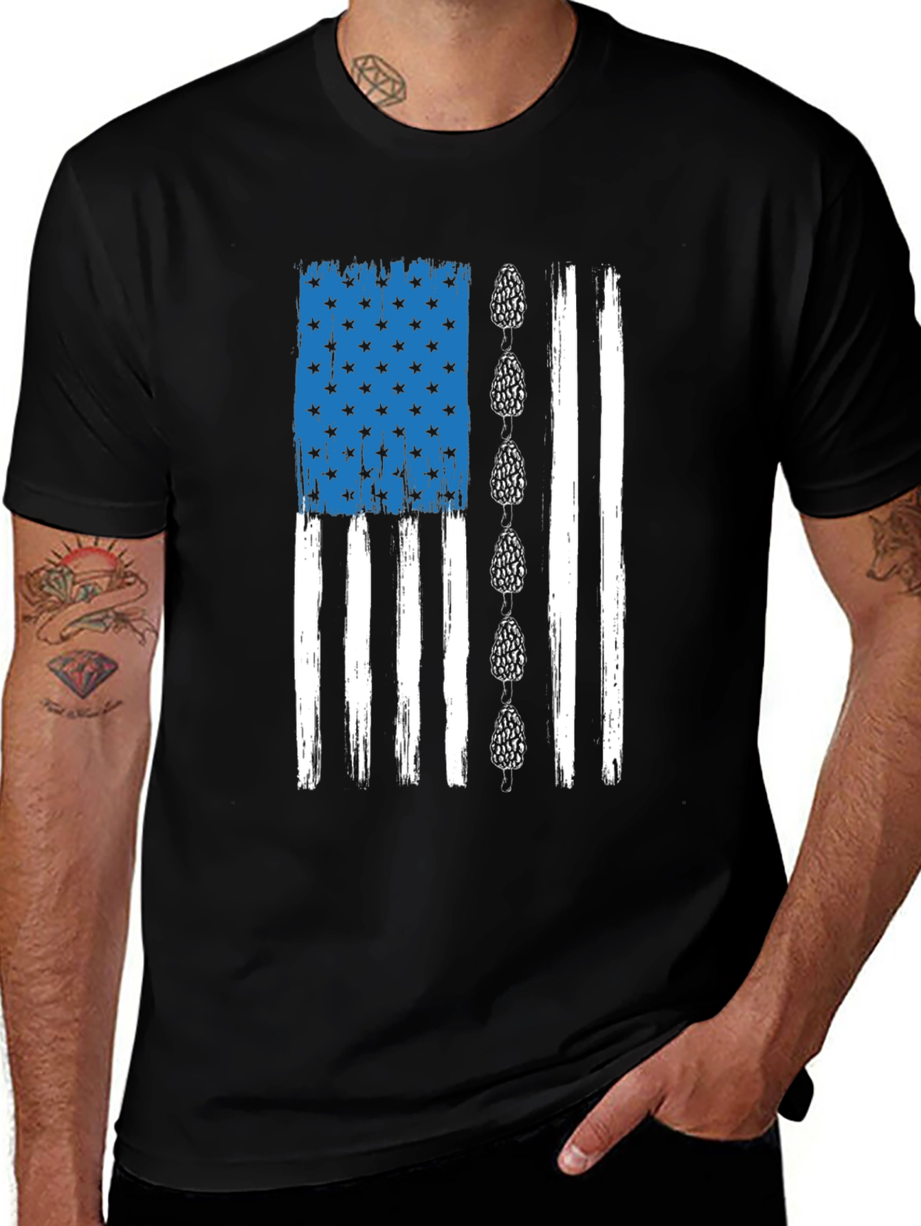 Variant 20 of Mushroom American Flag Graphic Tee