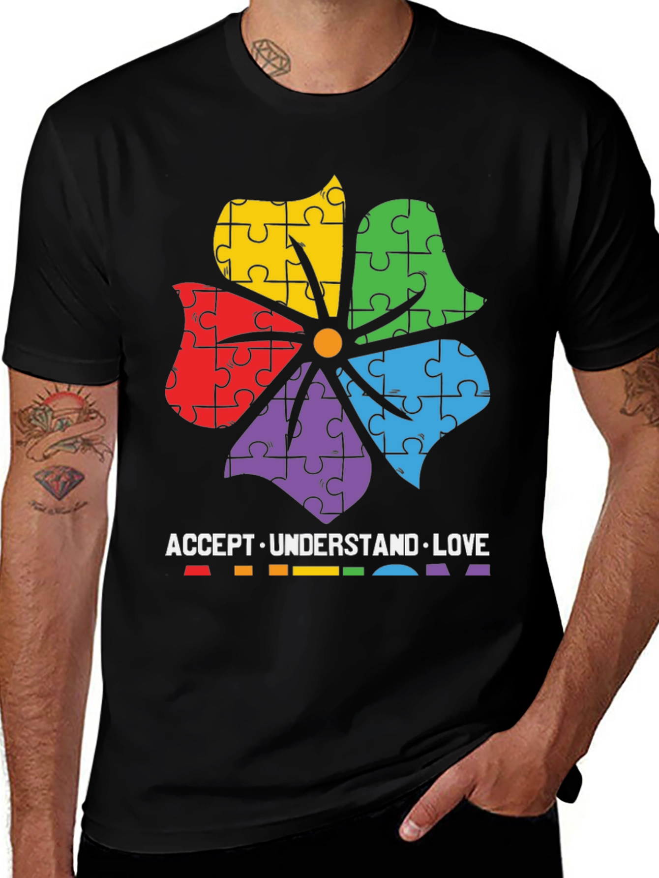 Autism Awareness Puzzle Flower T-Shirt