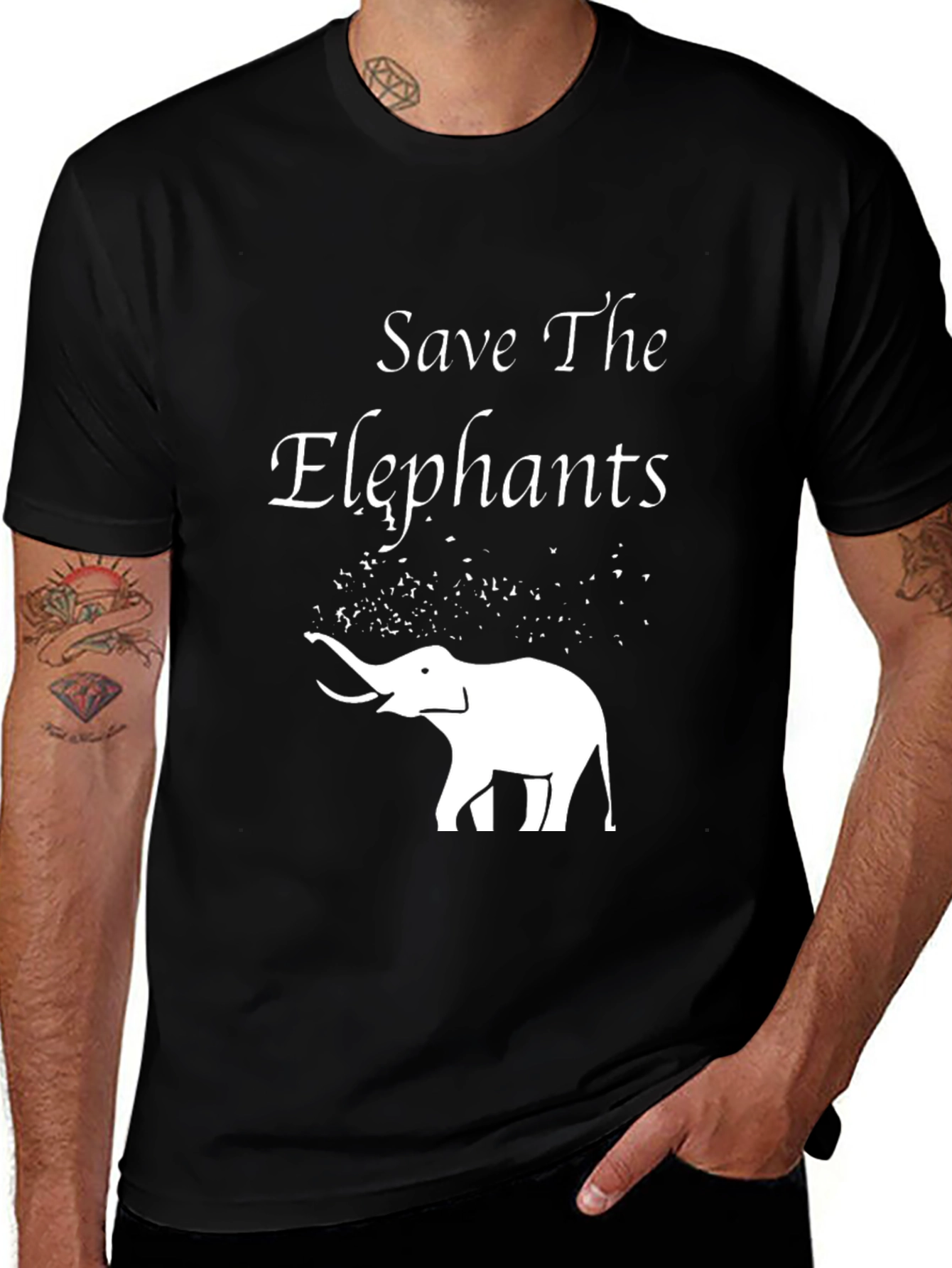 Variant 23 of Save The Elephants Graphic Tee - Black T-Shirt