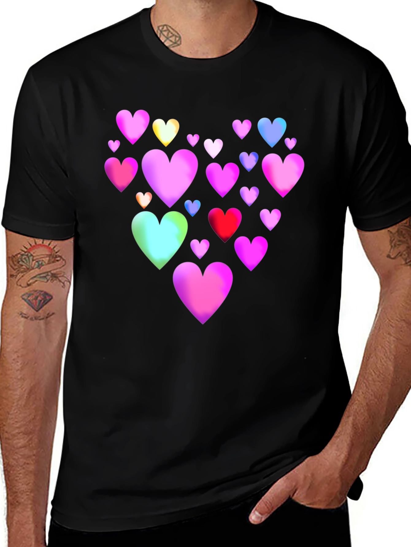 Variant 3 of Heart Print Black T-Shirt