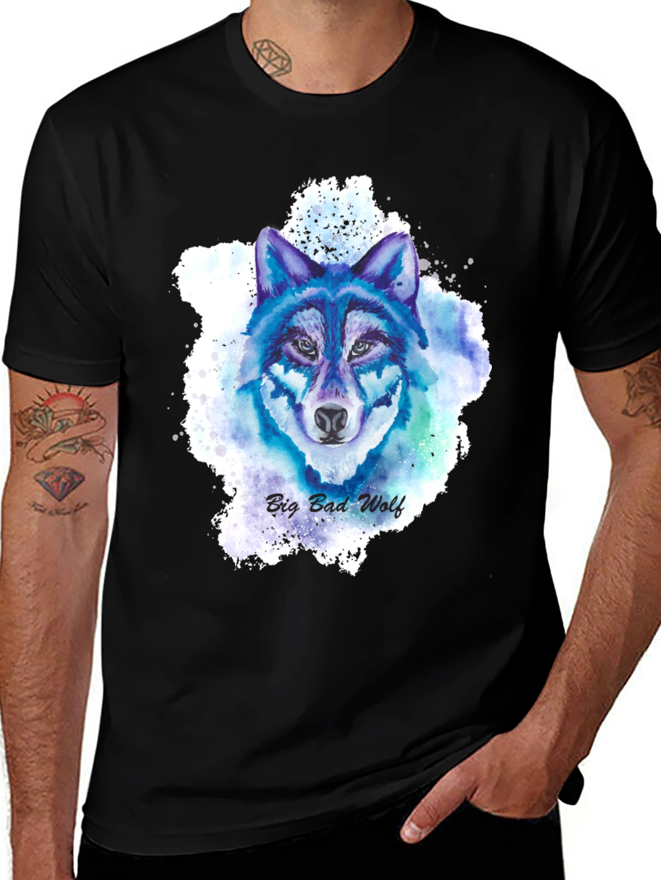 Variant 9 of Big Bad Wolf Graphic Tee - Men's Black T-Shirt