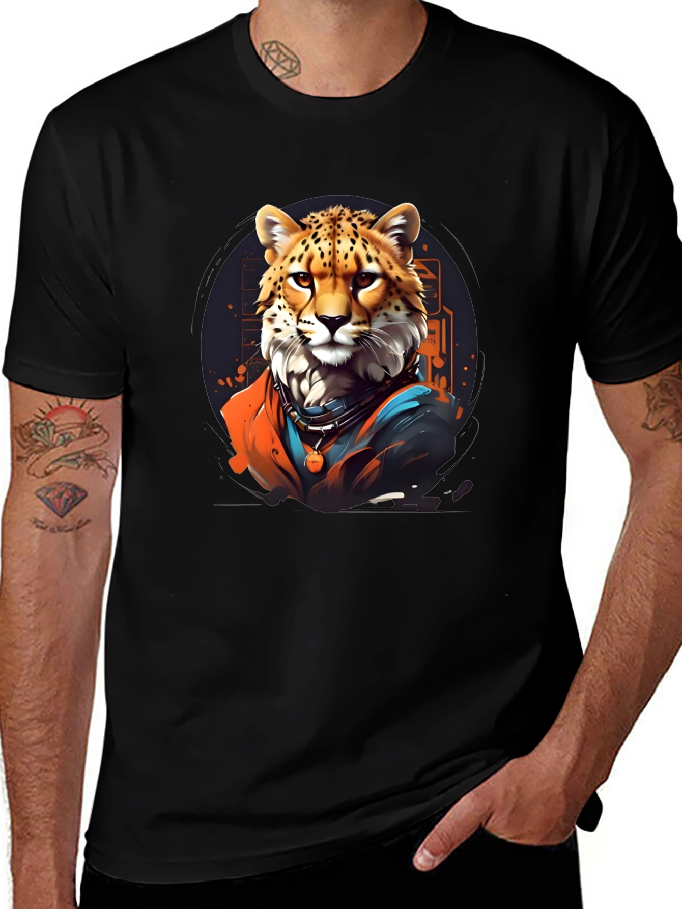 Variant 17 of Cool Cheetah Graphic Tee - Black T-Shirt