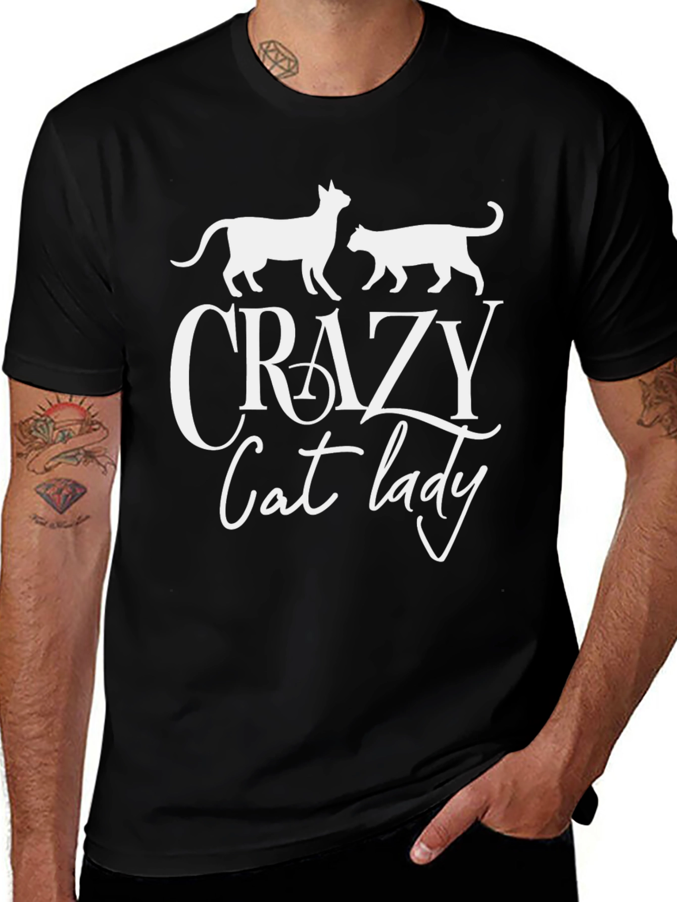 Variant 16 of Crazy Cat Lady Graphic T-Shirt - Black