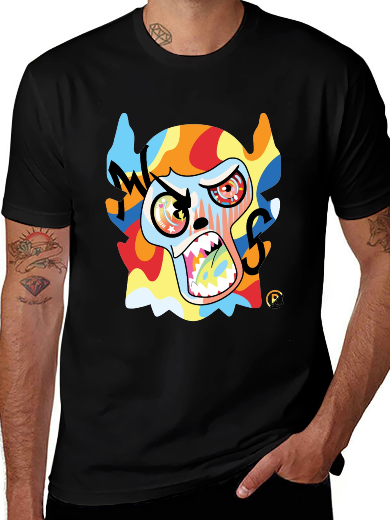 Variant 21 of Abstract Monkey Graphic Black T-Shirt