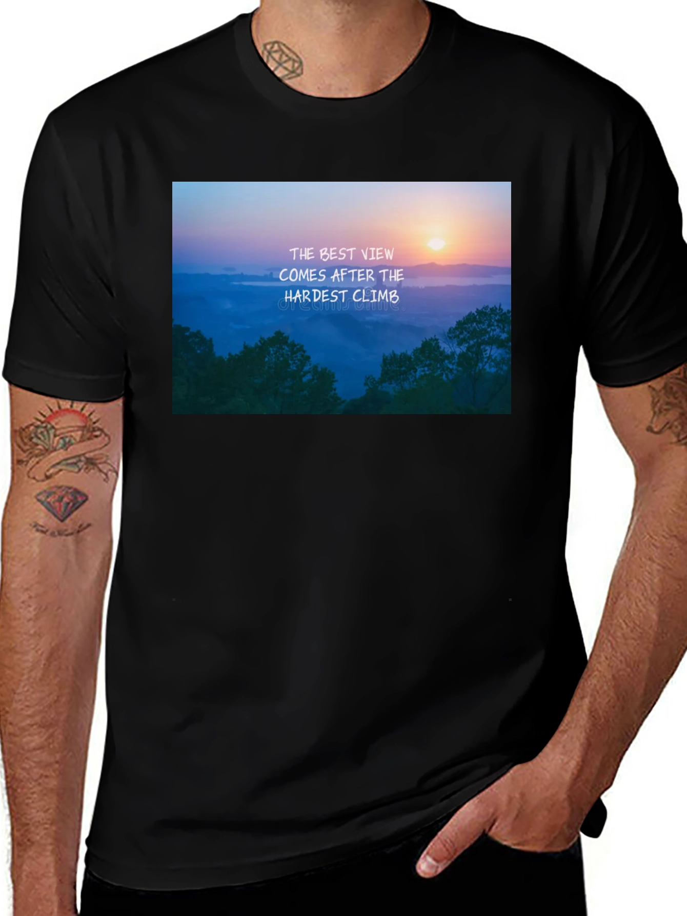Variant 15 of Inspirational Mountain View Graphic Tee - Black