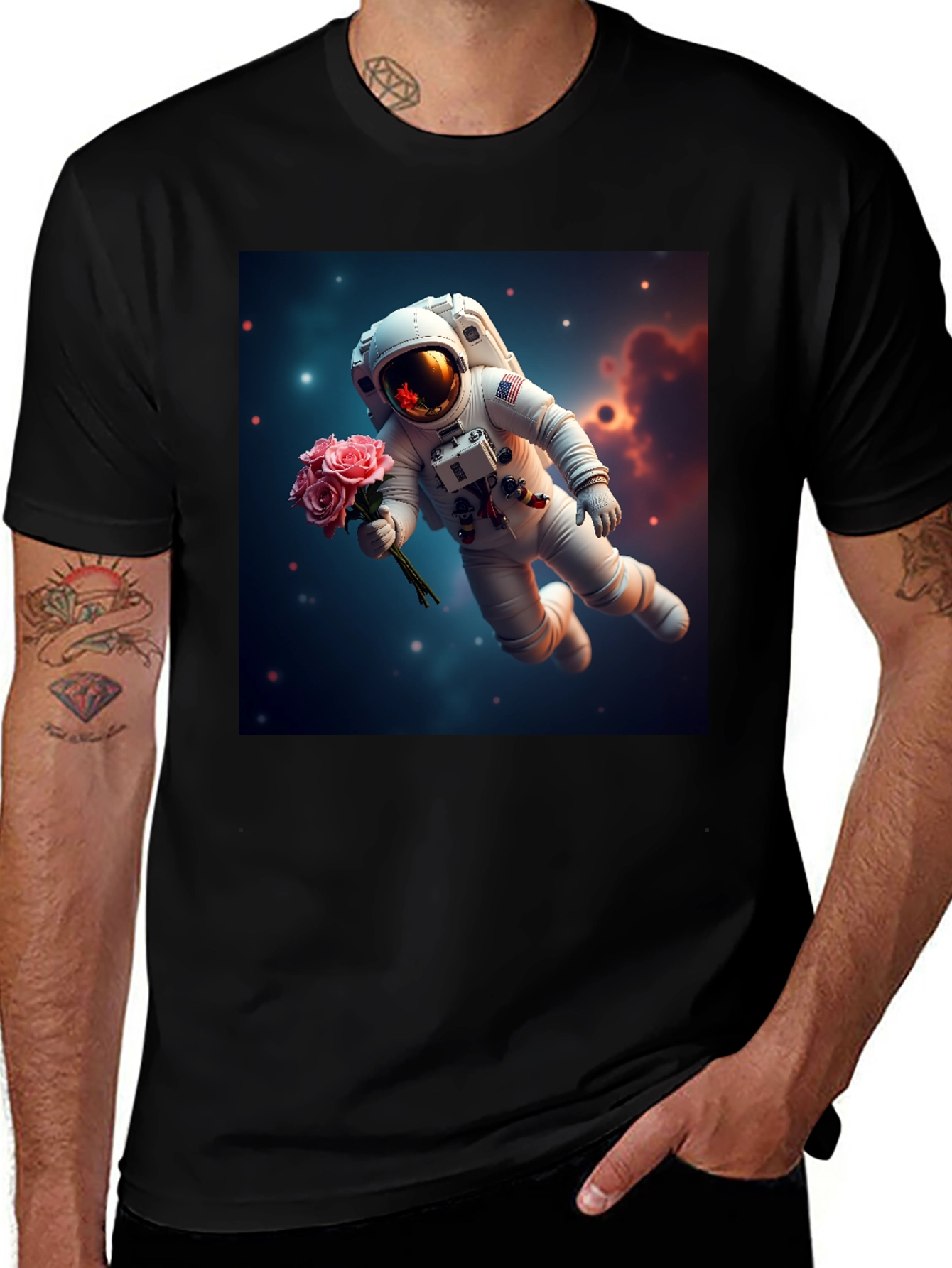 Variant 29 of Astronaut with Roses Graphic T-Shirt