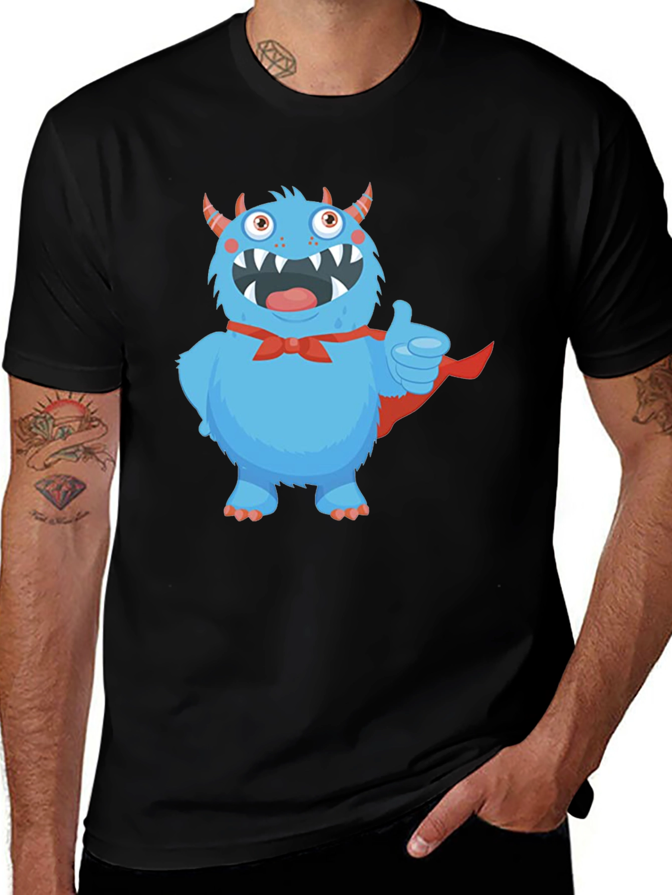 Variant 16 of Monster Graphic Tee - Cute Blue Cartoon Character