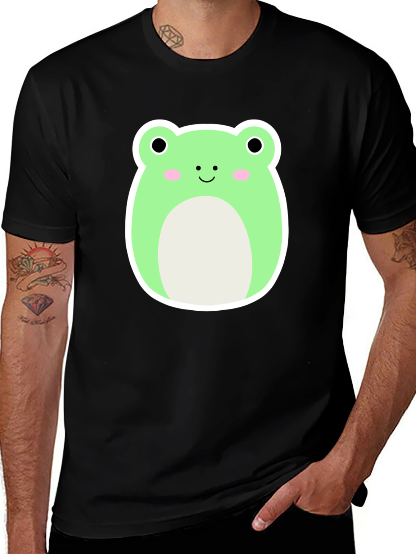 Variant 30 of Cute Frog Graphic Tee - Soft Black T-Shirt