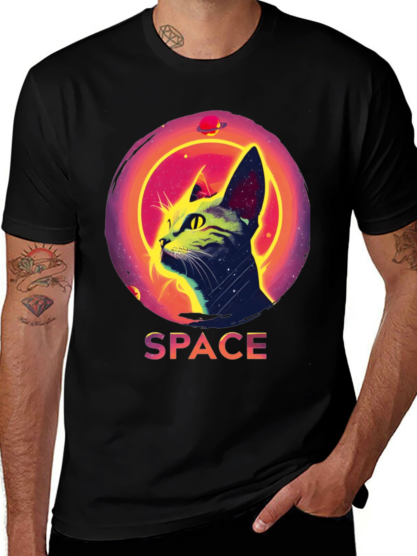 Variant 3 of Space Cat T-Shirt - Cool Feline Galaxy Tee