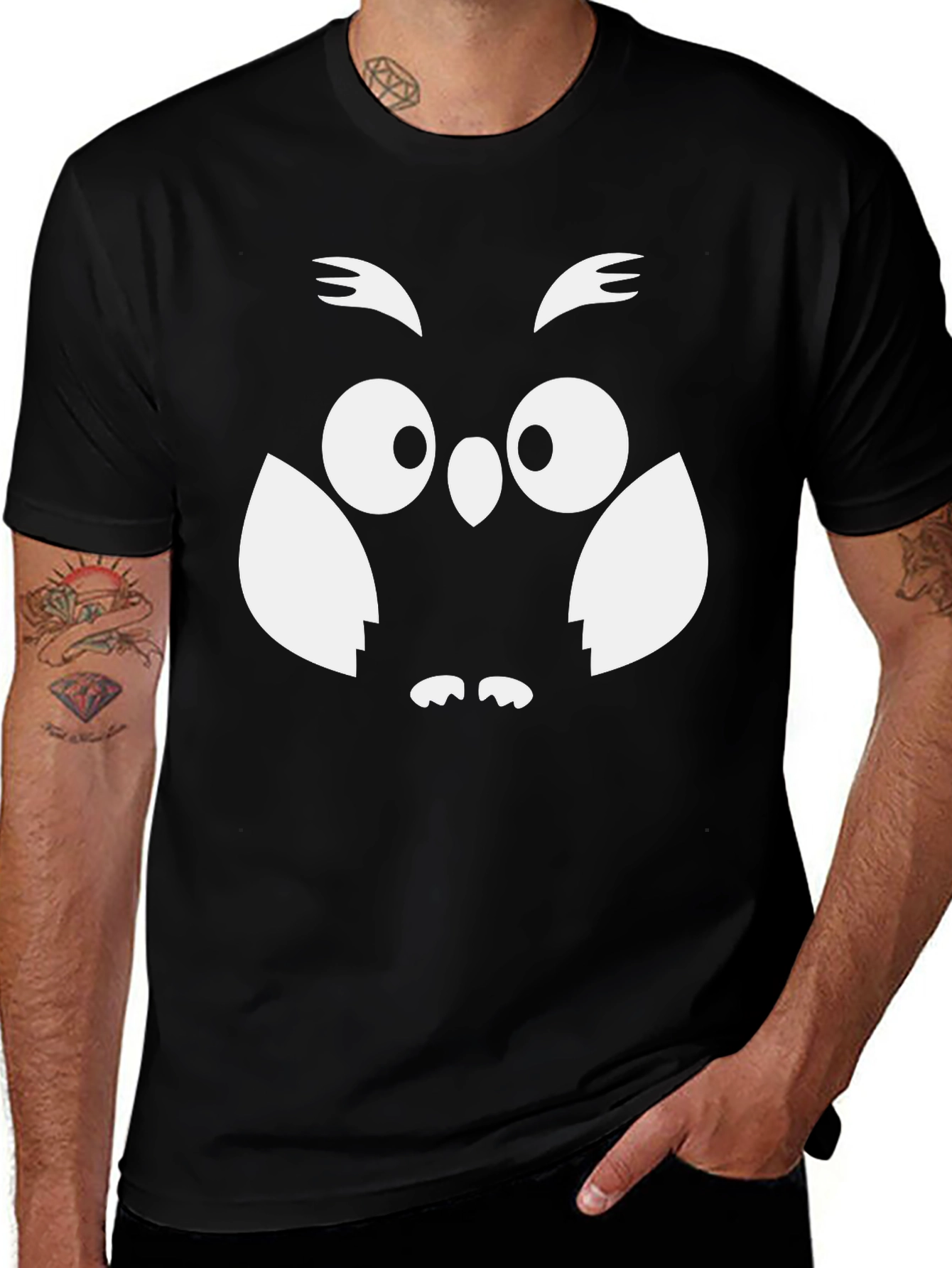 Variant 8 of Owl Graphic Black T-Shirt
