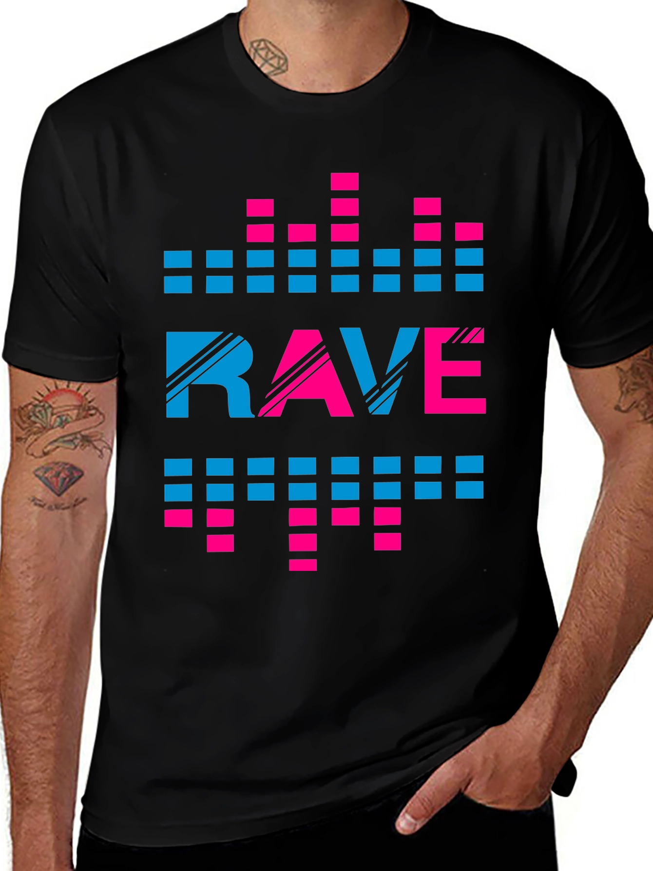 Black Rave Graphic Print Crew Neck T-Shirt main image