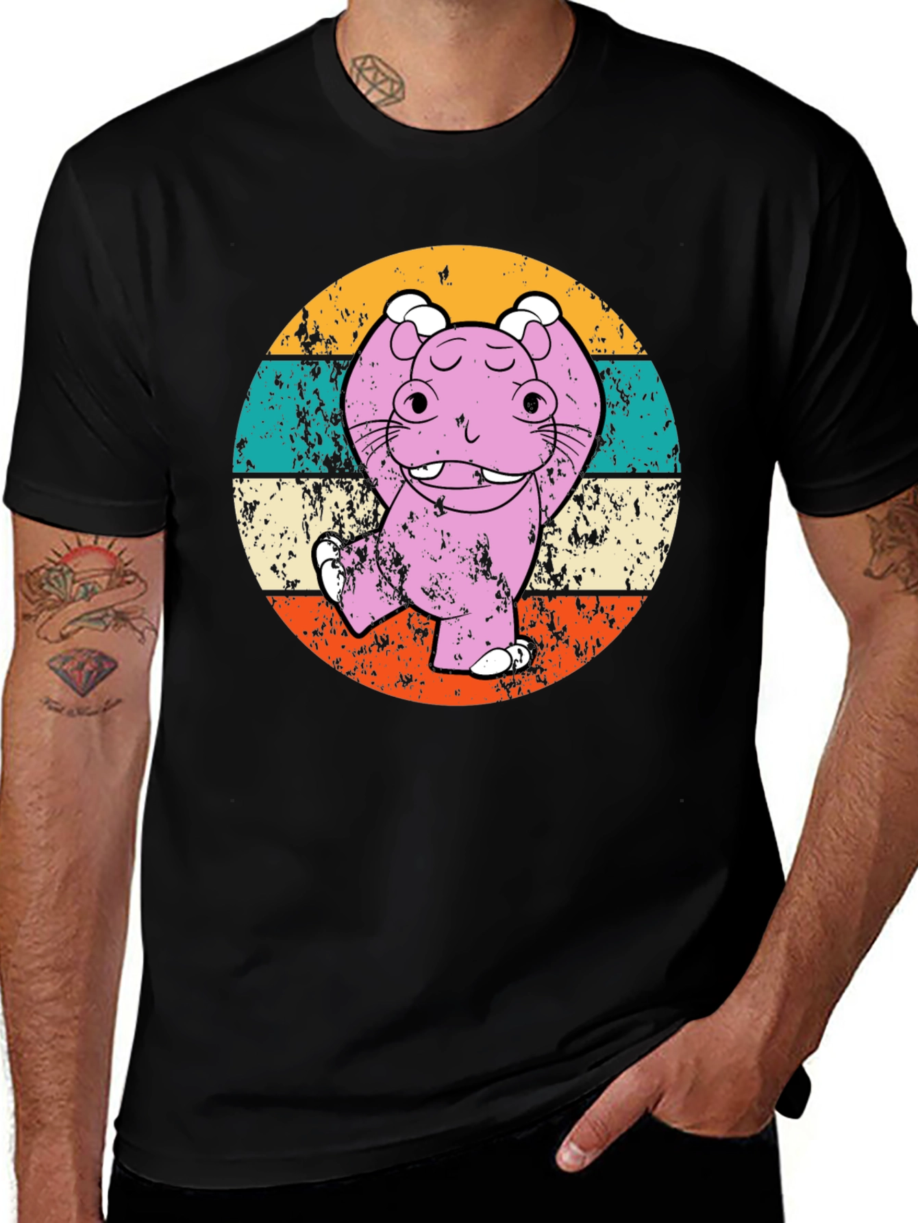 Variant 11 of Retro Hippo Yoga T-Shirt