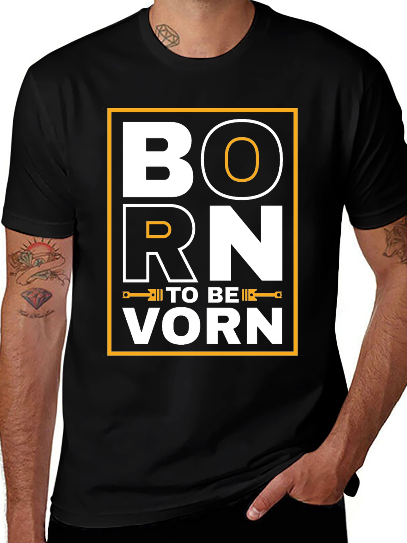 Variant 13 of Born To Be Vorn Black T-Shirt - Stylish Graphic Tee