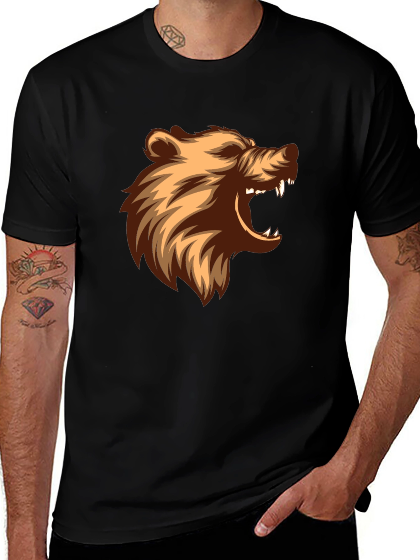 Variant 24 of Black T-Shirt with Bear Head Graphic