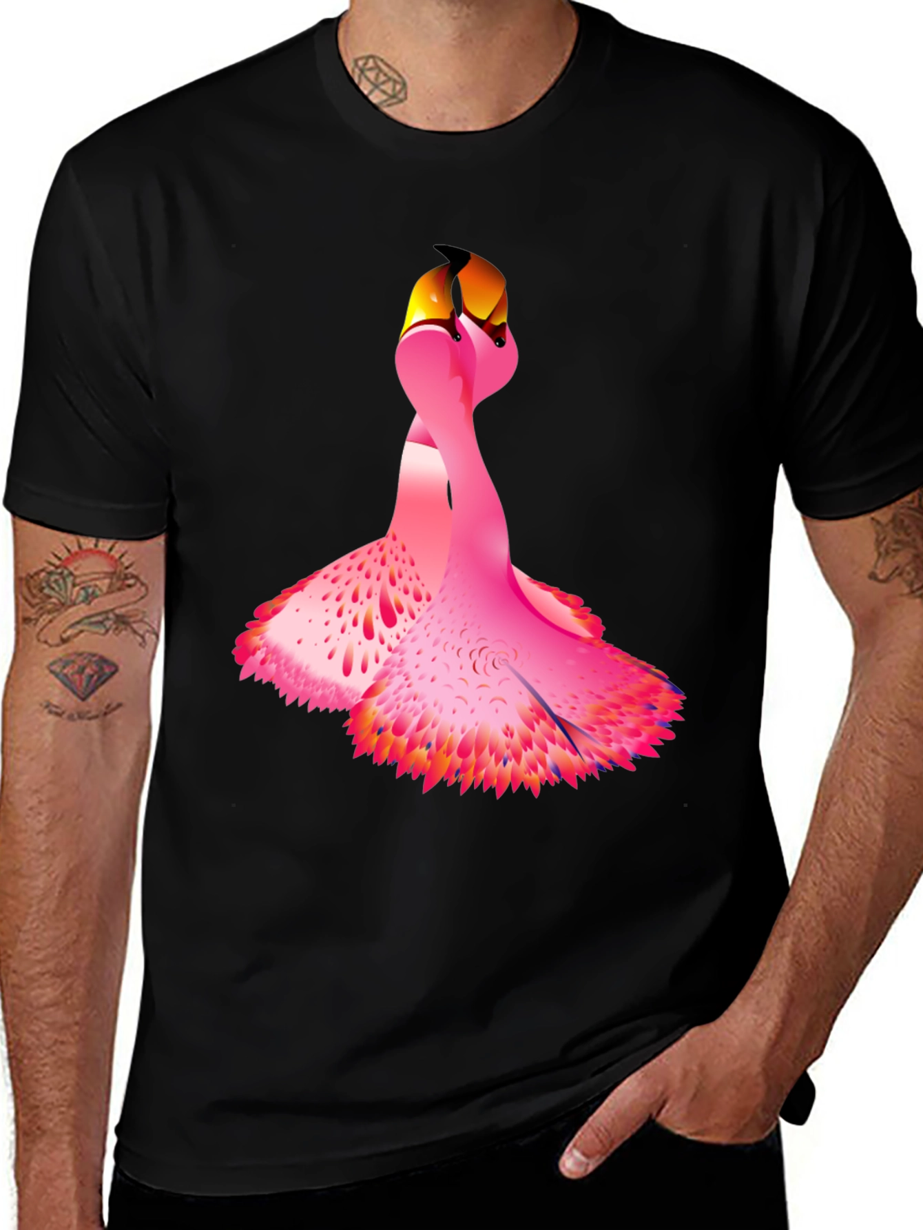 Variant 21 of Flamingo Graphic Tee - Black Cotton Blend