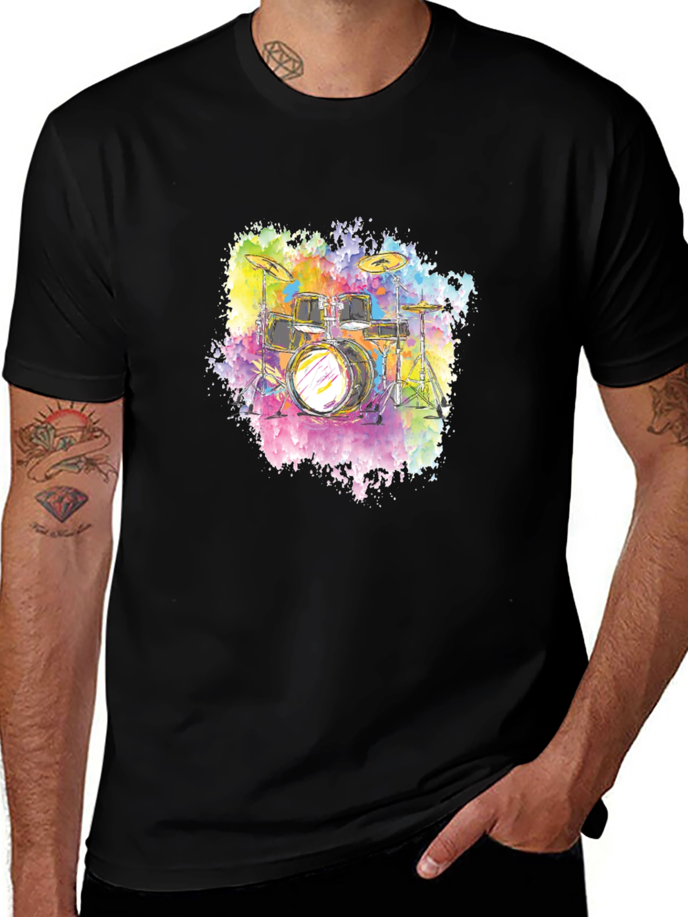 Variant 28 of Colorful Drum Set Graphic T-Shirt