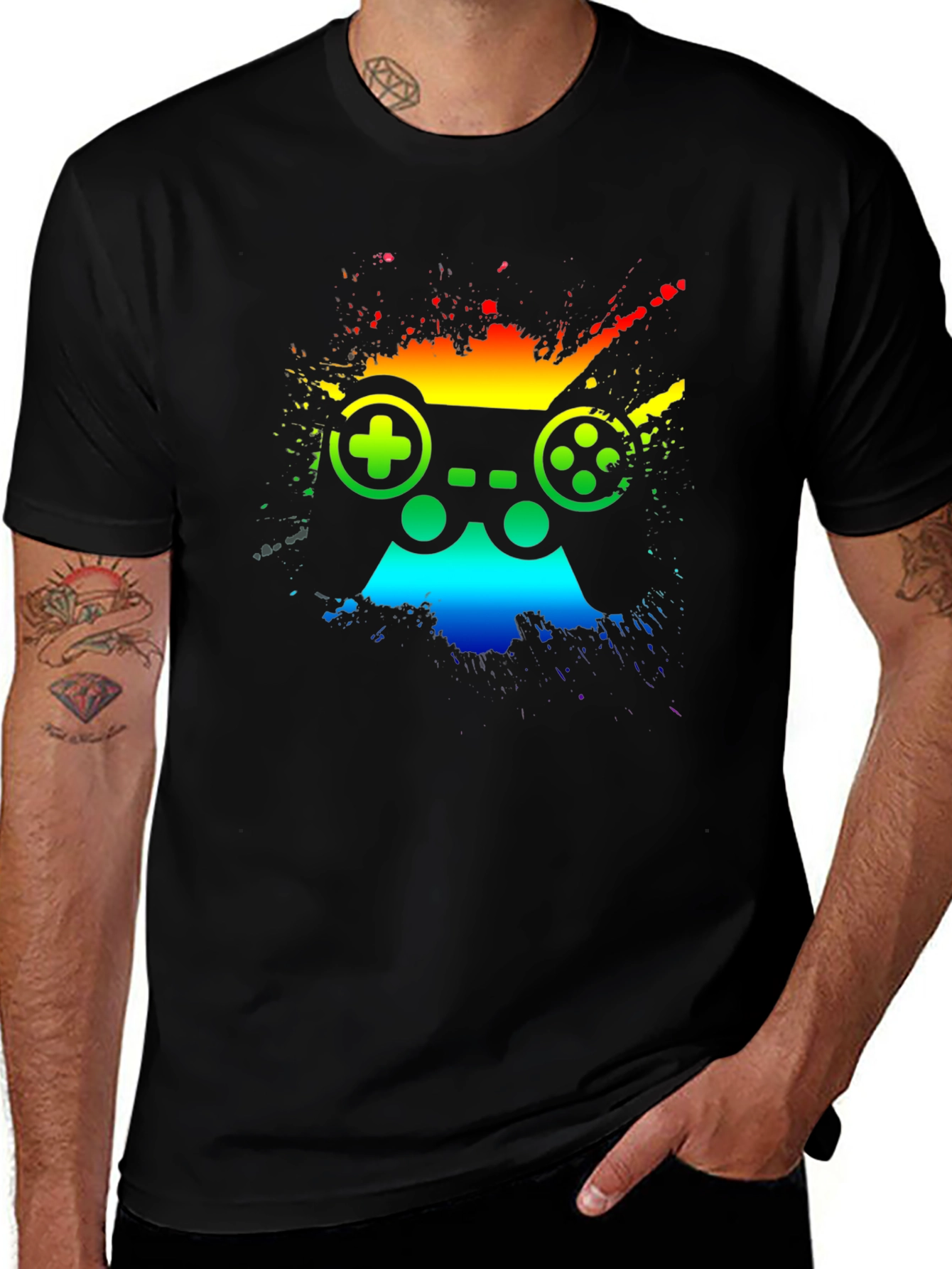 Variant 5 of Rainbow Gaming Controller T-Shirt - Gamer Style