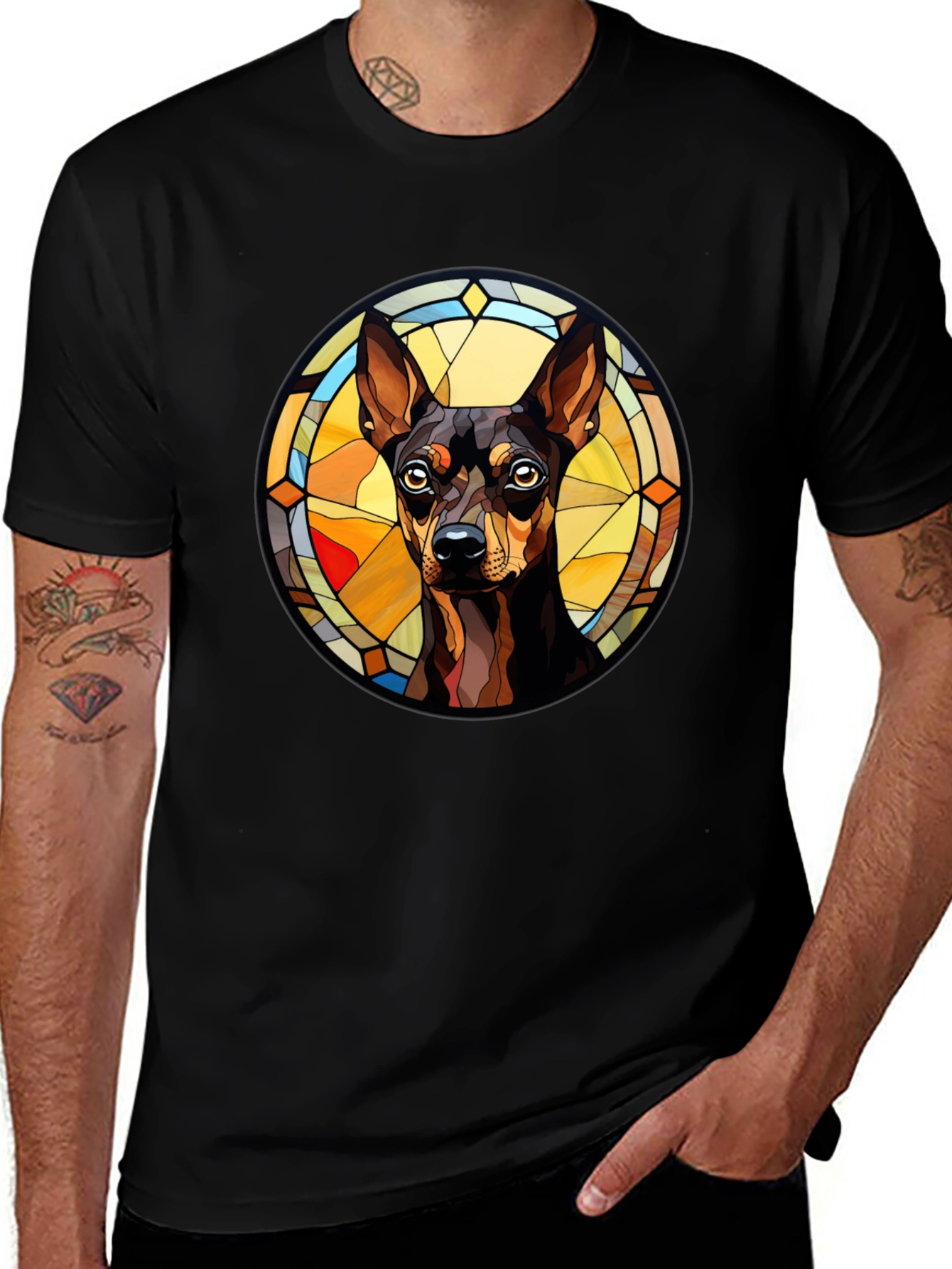 Variant 29 of Dog Breed Stained Glass Style Graphic Tee