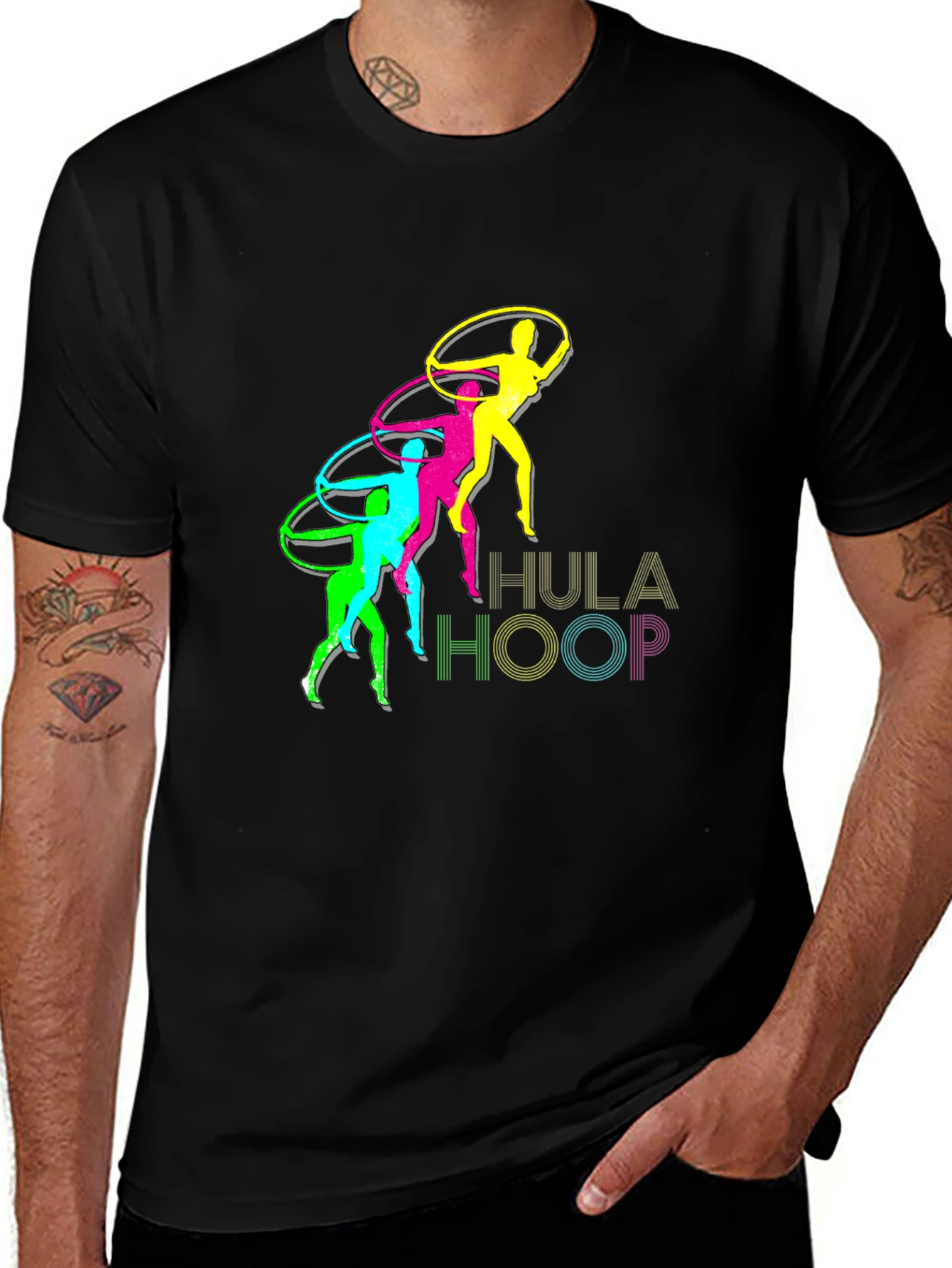 Variant 26 of Hula Hoop Design Black T-Shirt