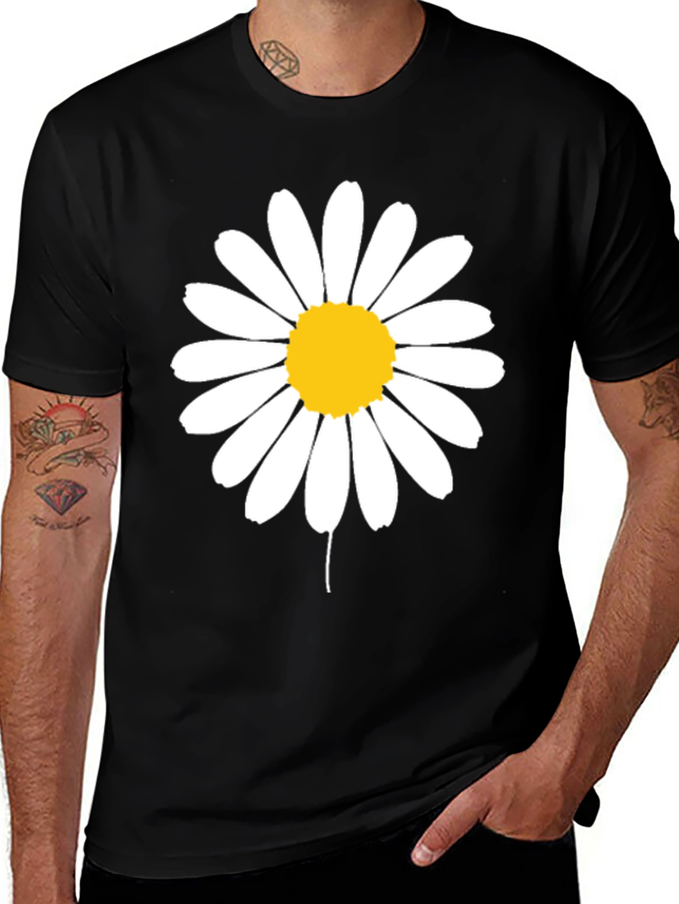 Variant 26 of Daisy Graphic Black T-Shirt