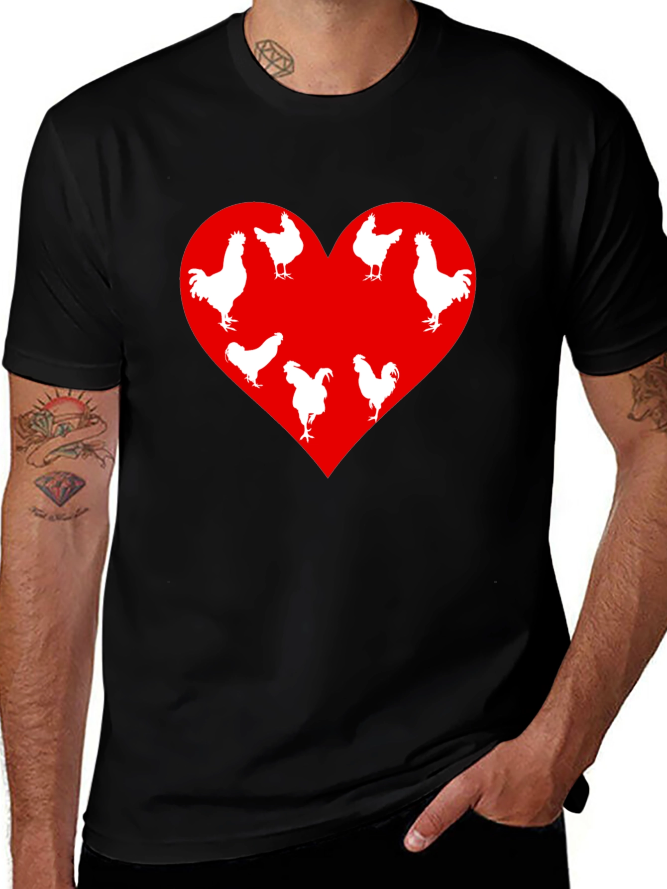 Variant 23 of Rooster Heart Graphic T-Shirt - Black