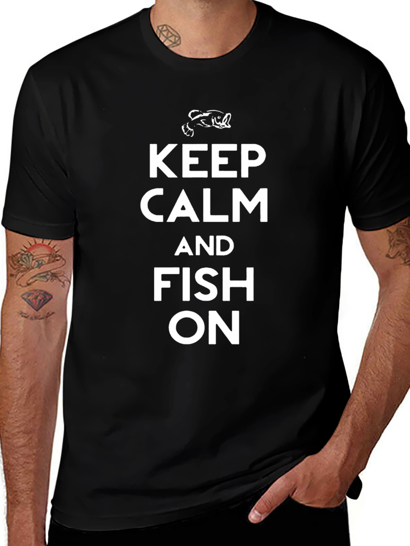 Variant 13 of Keep Calm and Fish On Black T-Shirt