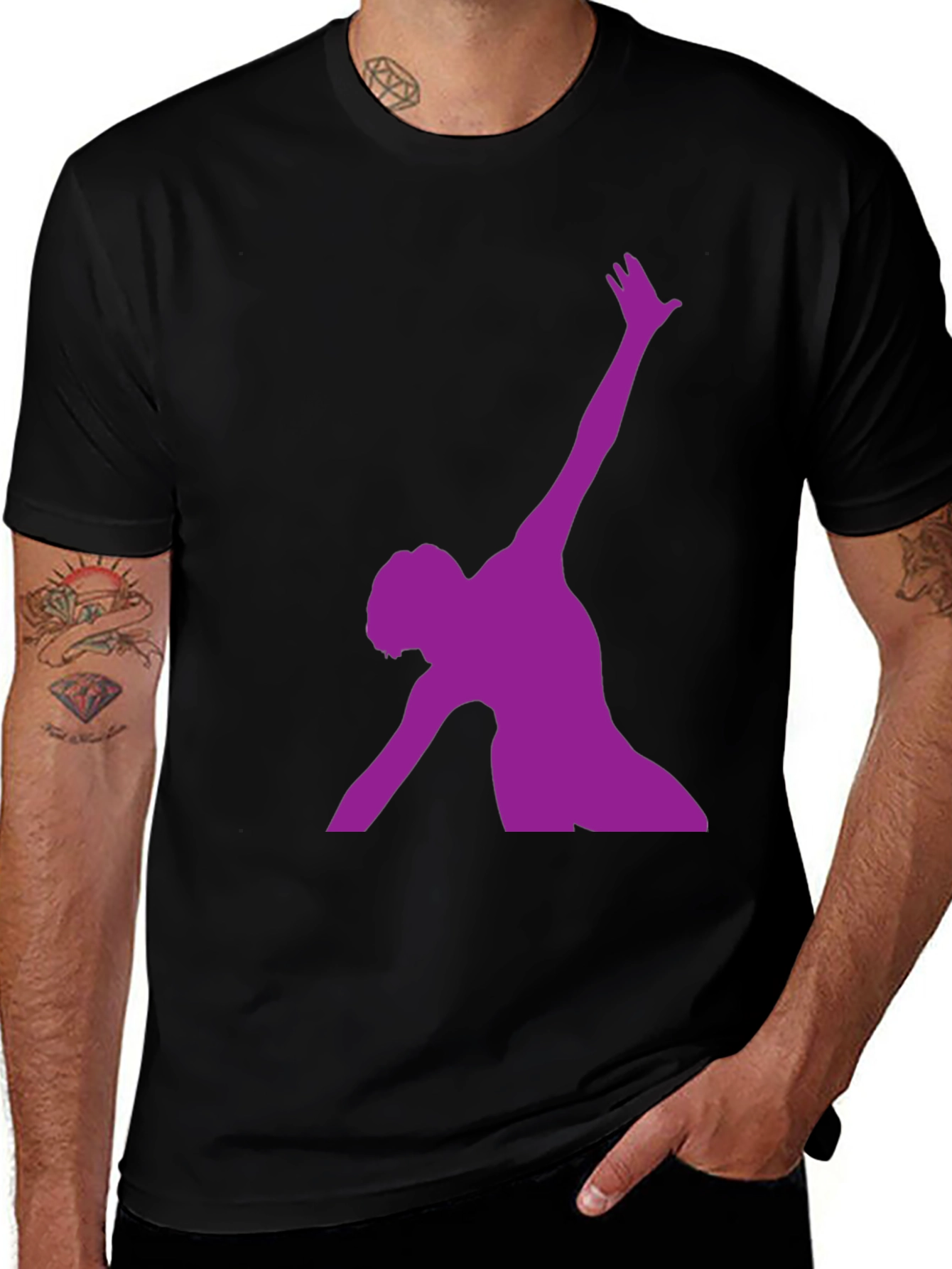 Variant 20 of Stylish Black T-Shirt with Purple Dancer Graphic