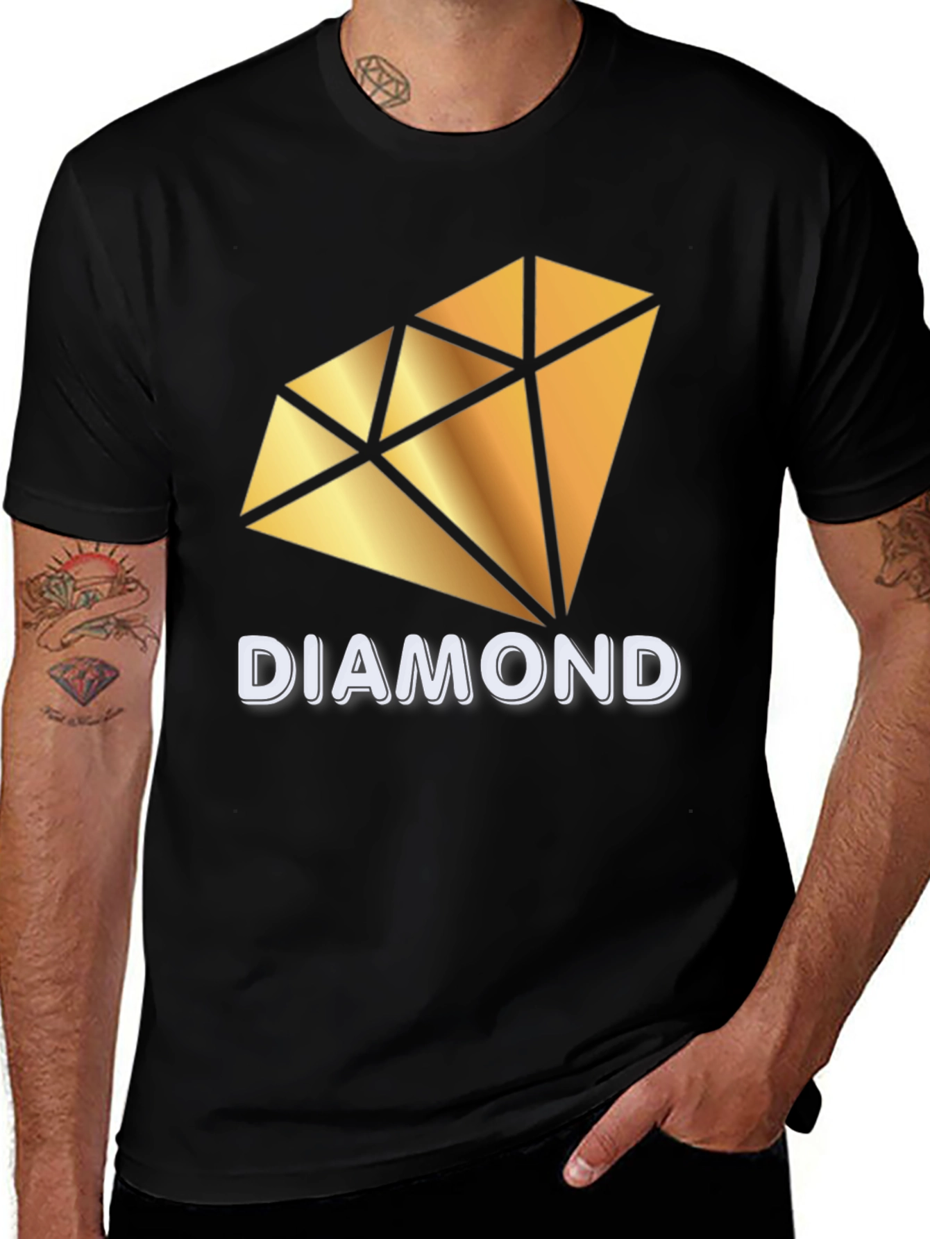 Variant 4 of Diamond Graphic Print Black T-Shirt