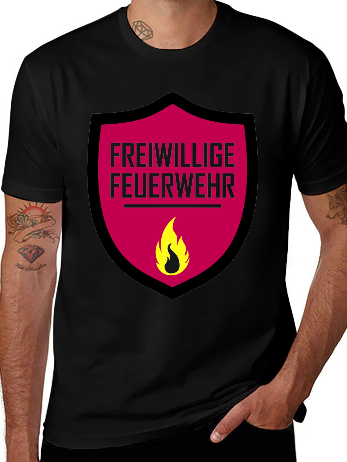 Black Freiwillige Feuerwehr T-Shirt - Volunteer Firefighter Graphic Tee main image