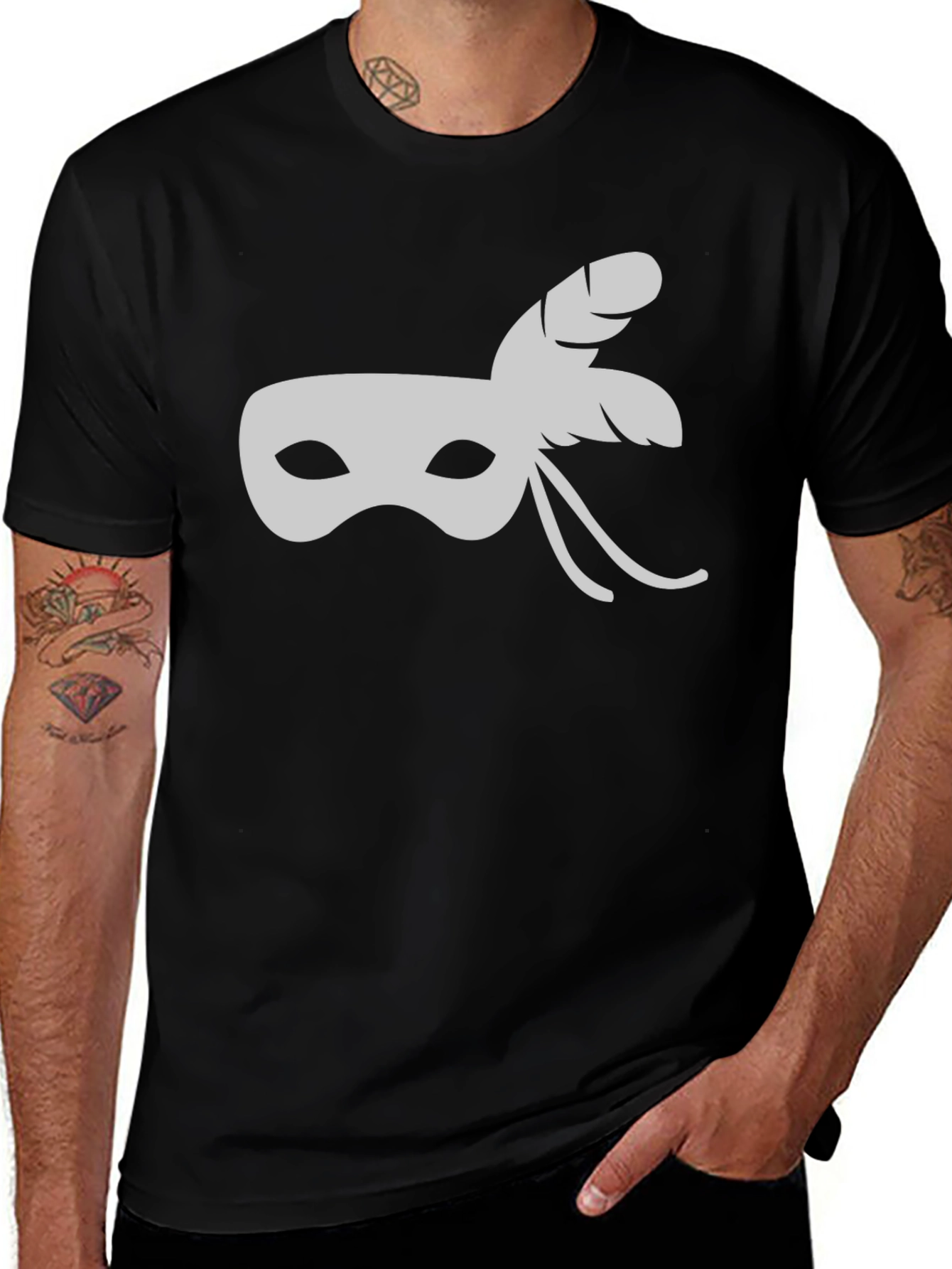 Black Masquerade Mask T-Shirt - Stylish & Unique main image
