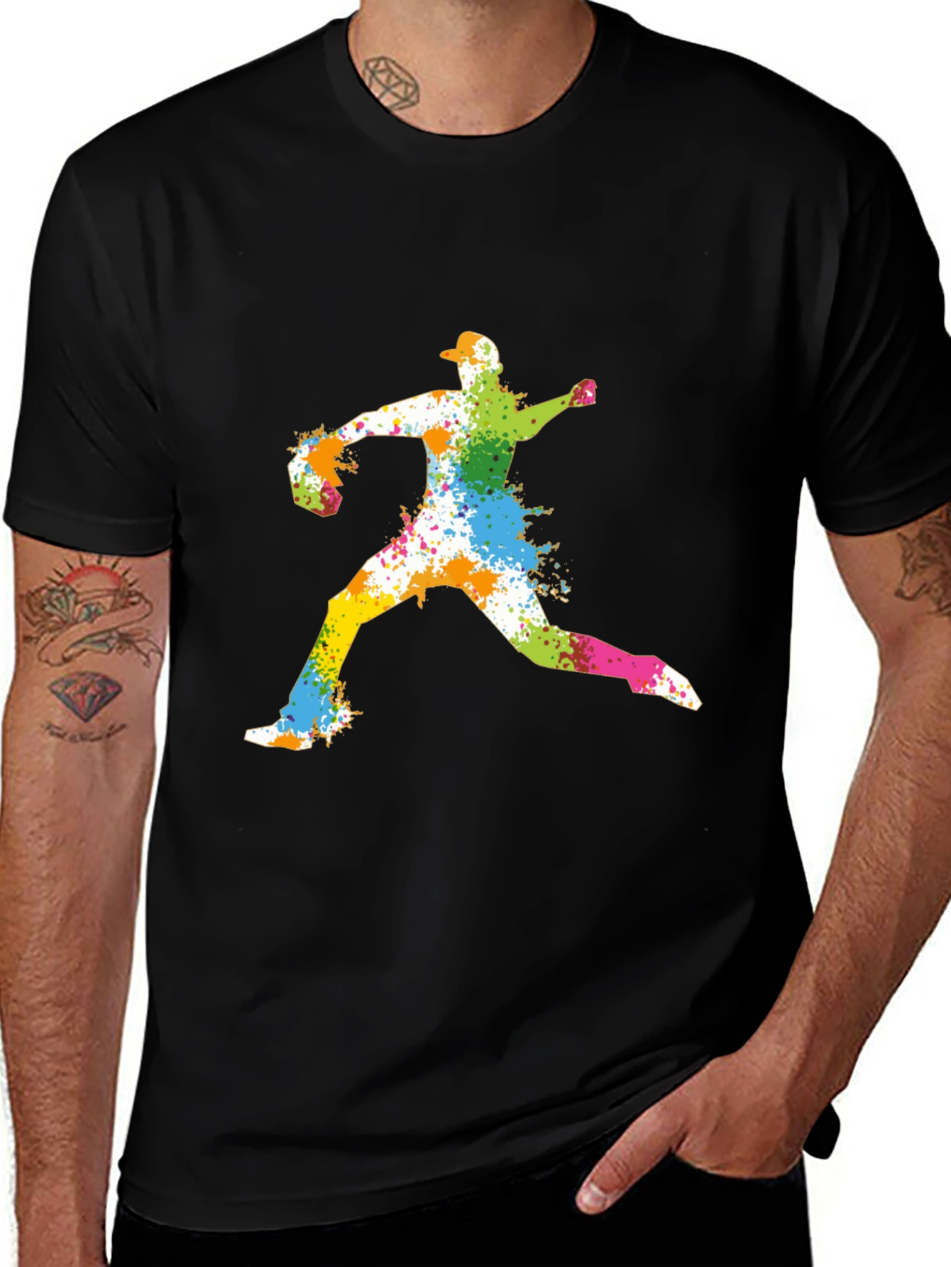 Variant 19 of Colorful Baseball Pitcher Graphic T-Shirt
