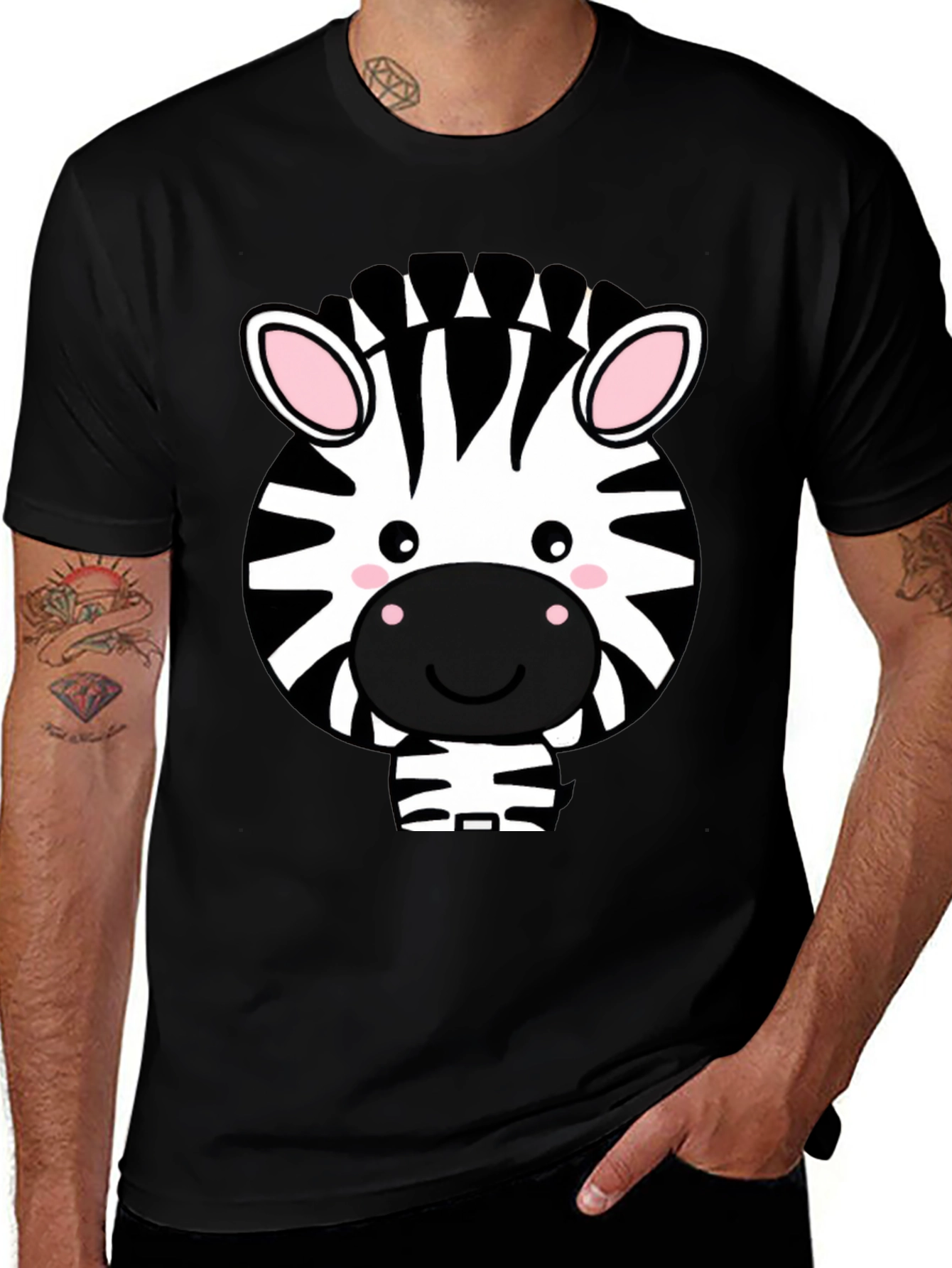 Variant 25 of Cute Zebra Graphic Tee - Black T-Shirt