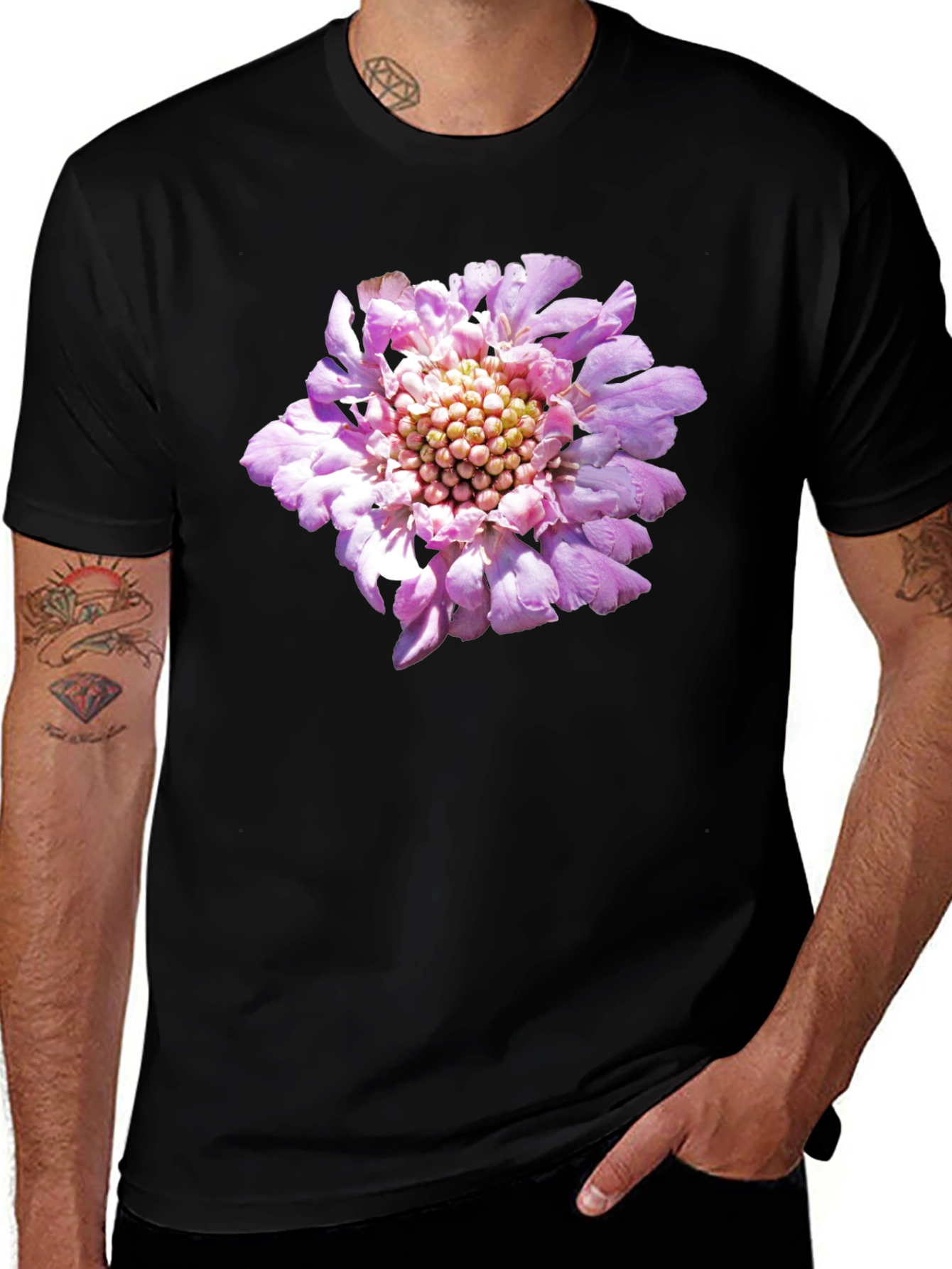 Variant 4 of Floral Print Black T-Shirt