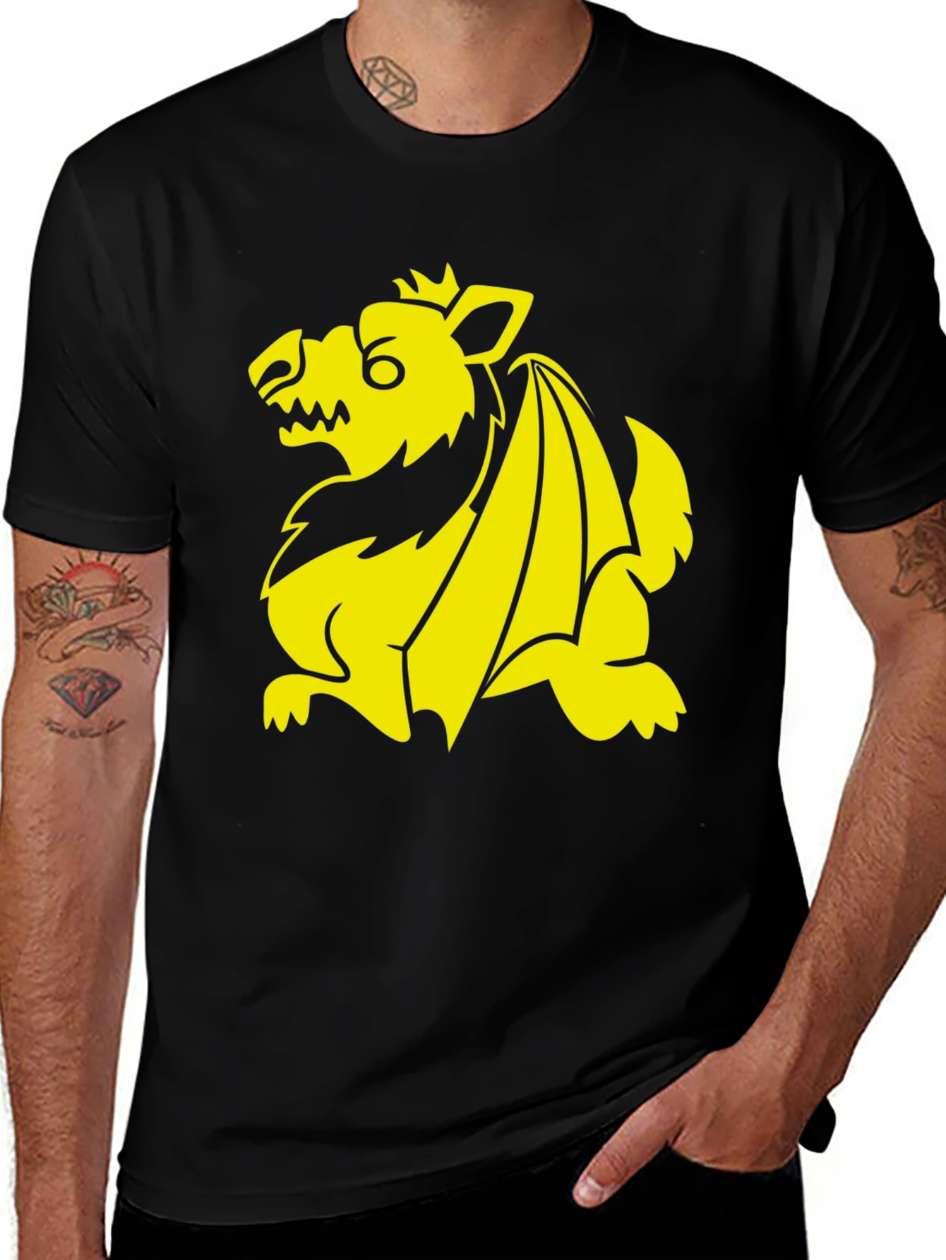 Variant 21 of Dragon Graphic Black T-Shirt - Men's Fashion
