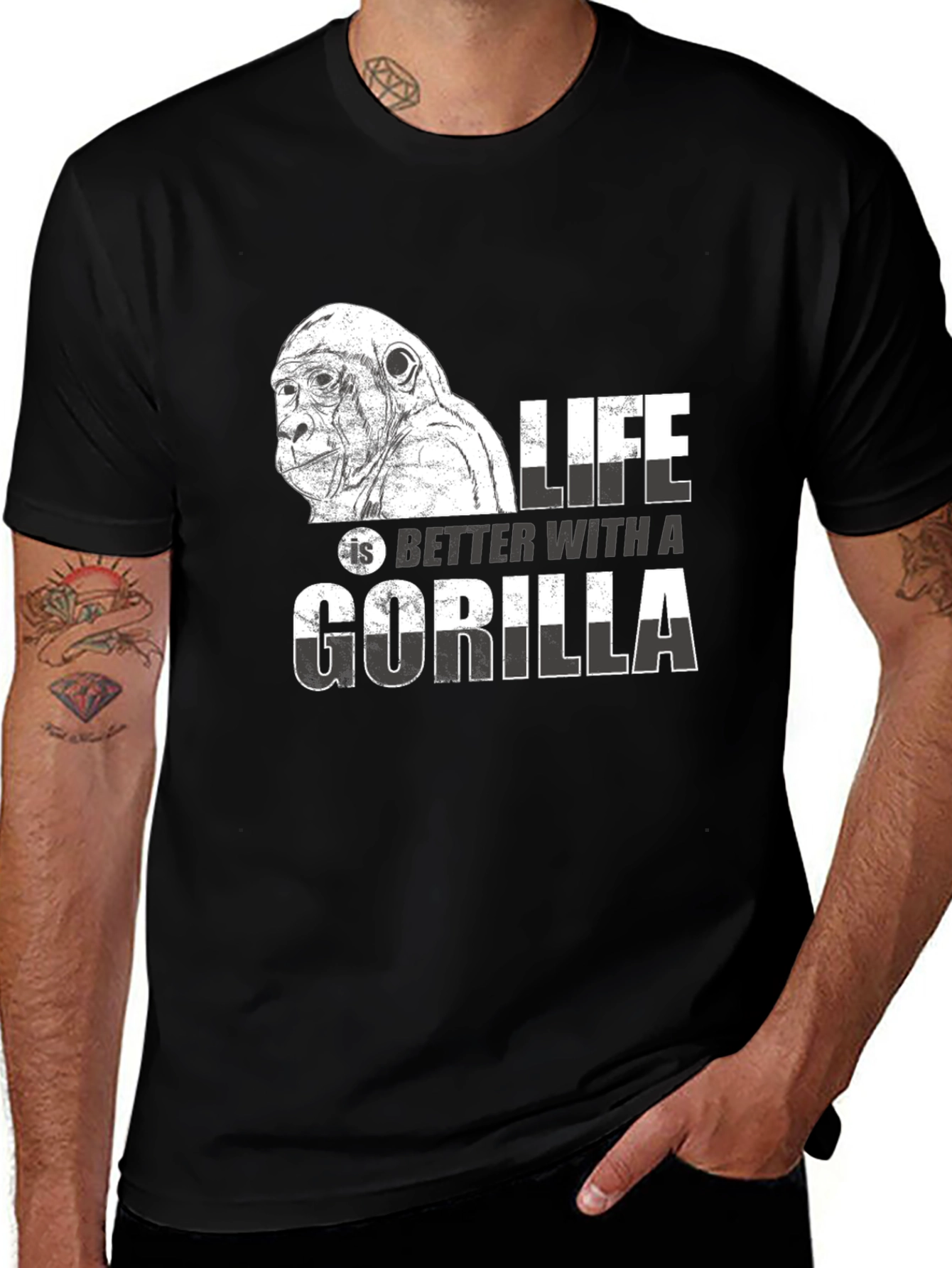 Variant 13 of Life is Better with a Gorilla Graphic T-Shirt