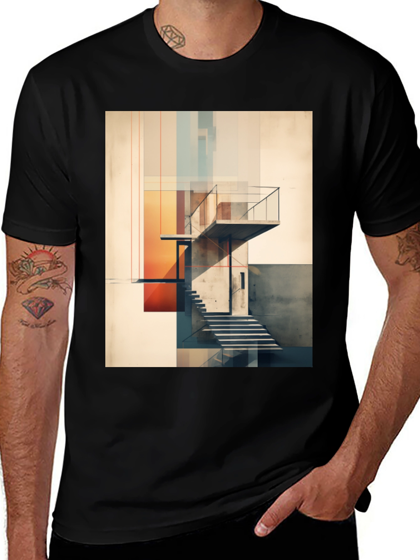 Variant 4 of Abstract Architecture Graphic Tee - Modern Design
