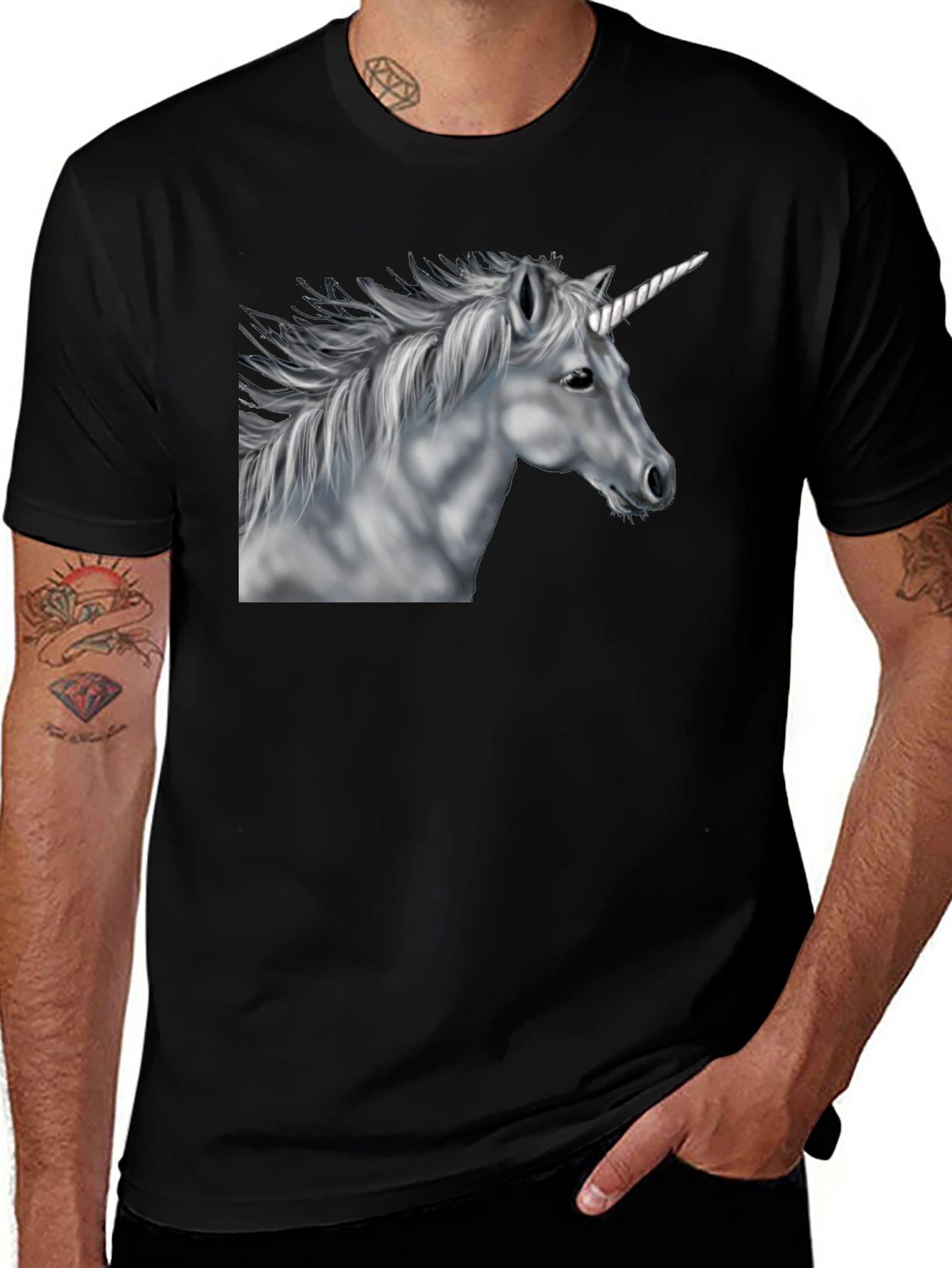 Variant 16 of Unicorn Graphic T-Shirt - Sleek Black Tee