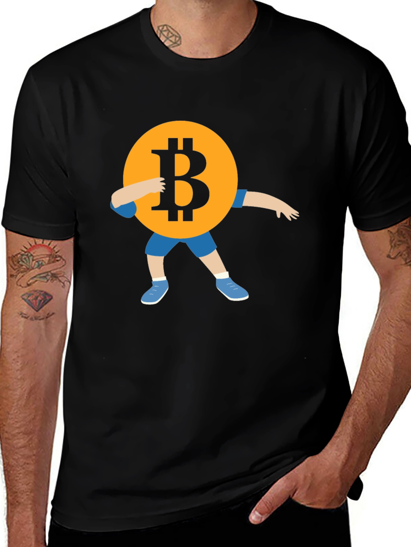 Bitcoin Dab Black T-Shirt Crypto Currency Tee